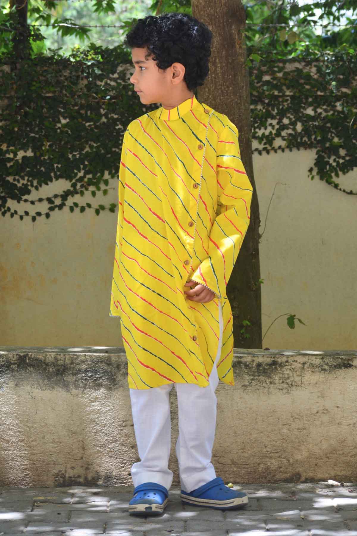 Mamma's Bear Yellow Printed Kurta & Pants for kids online at ScrollnShops