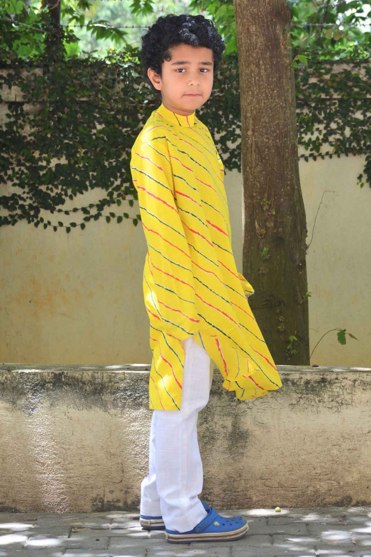 Yellow Printed Kurta & Pants
