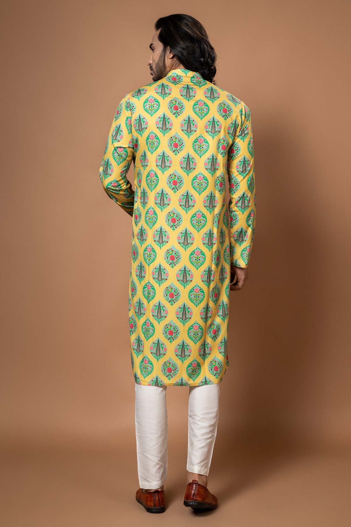 Yellow Printed Kurta & Pyjama