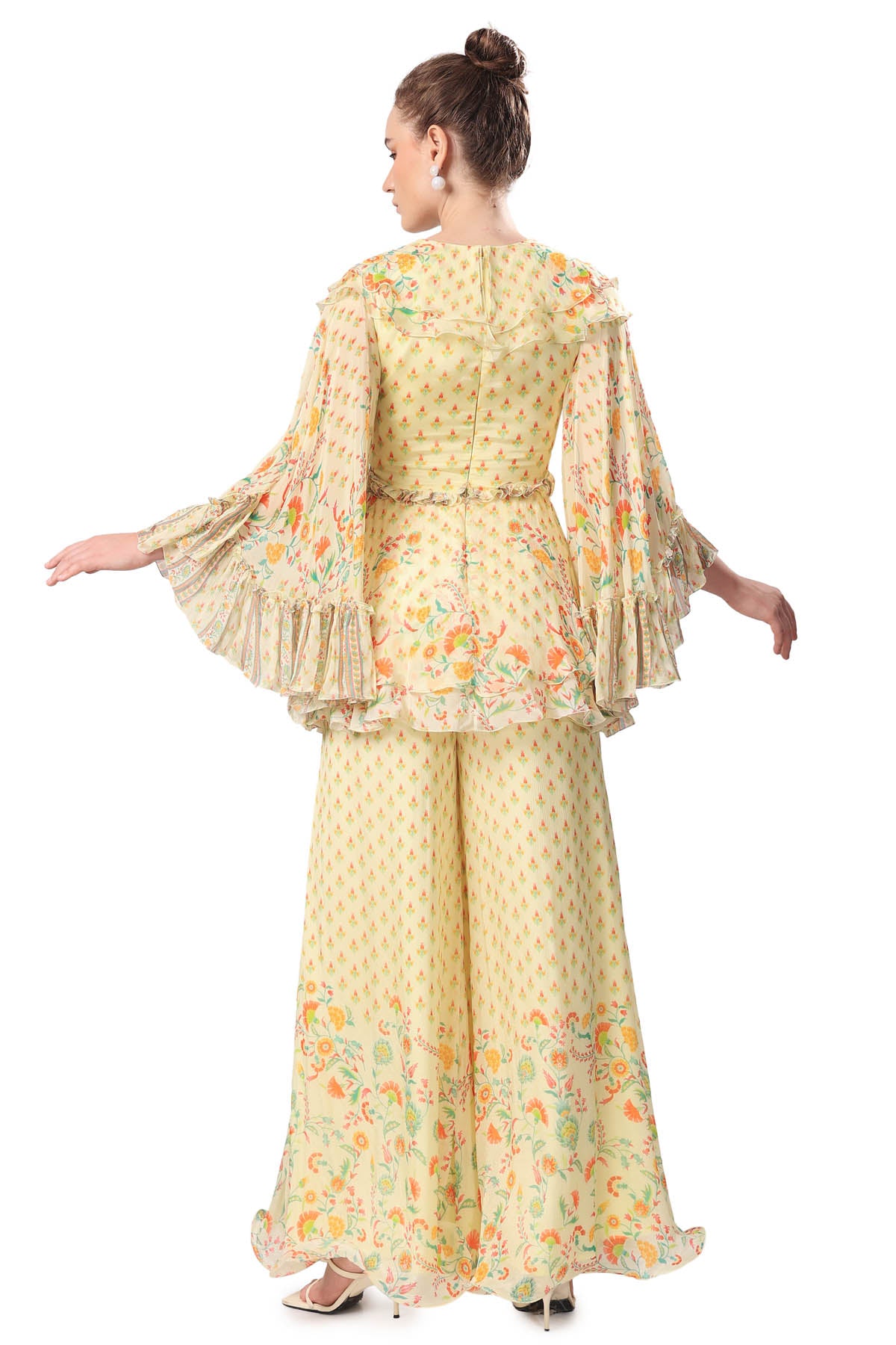 Yellow Printed Top & Sharara