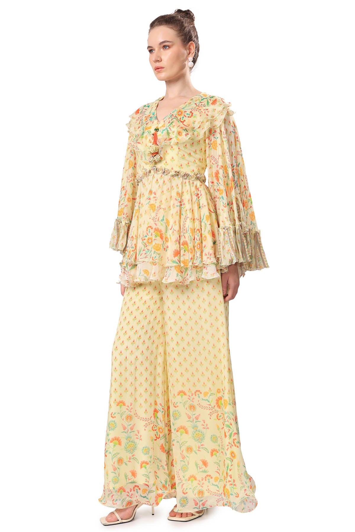 Yellow Printed Top & Sharara