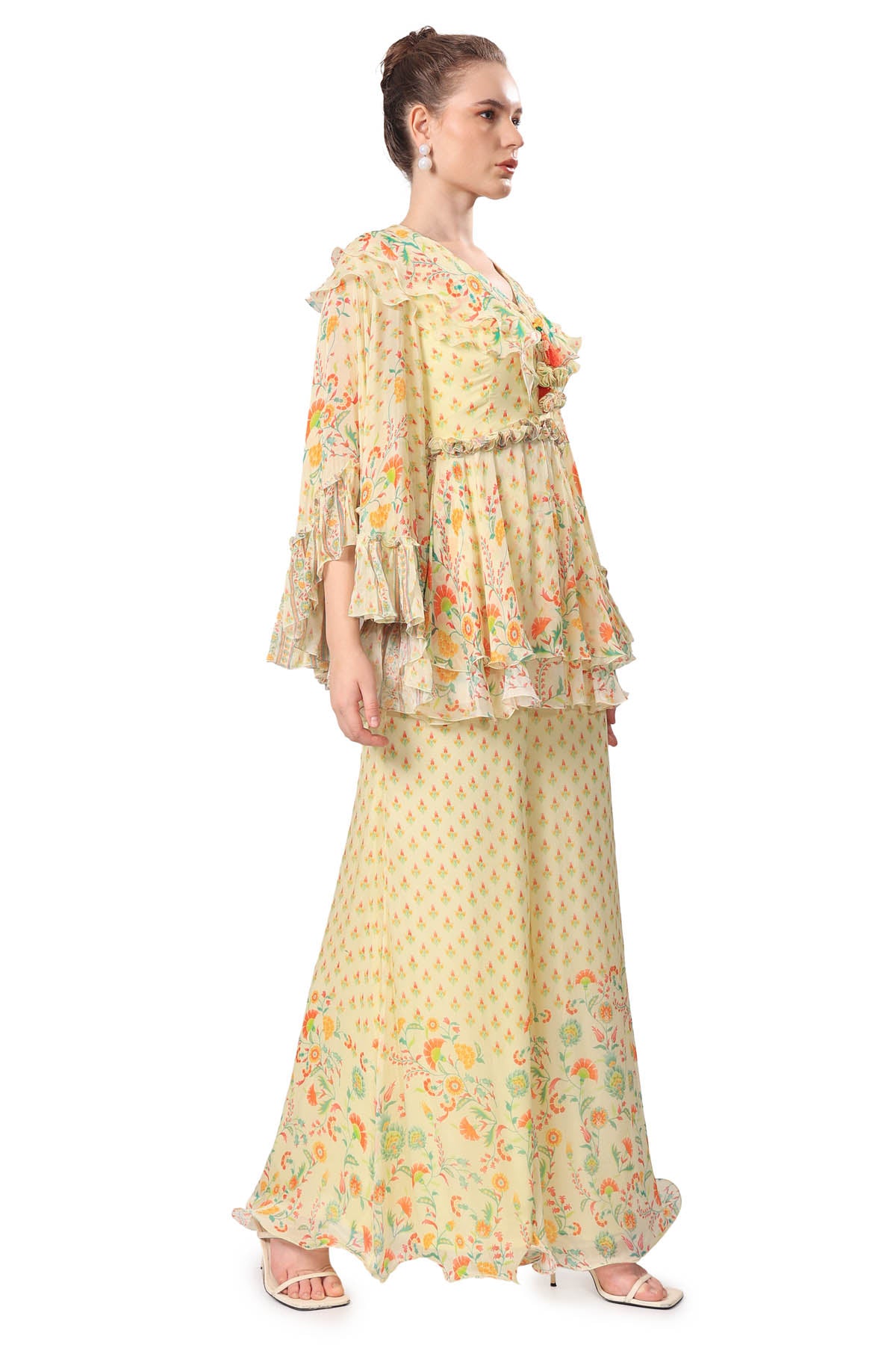 Yellow Printed Top & Sharara