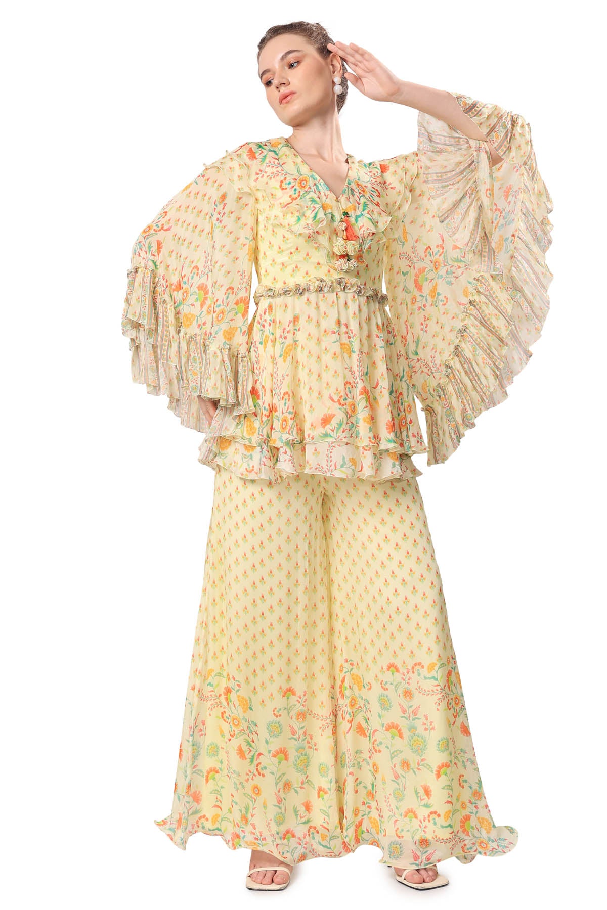 Yellow Printed Top & Sharara