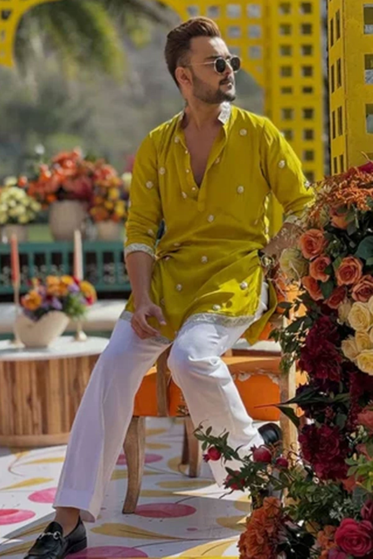 Yellow Rayon Embroidery Kurta