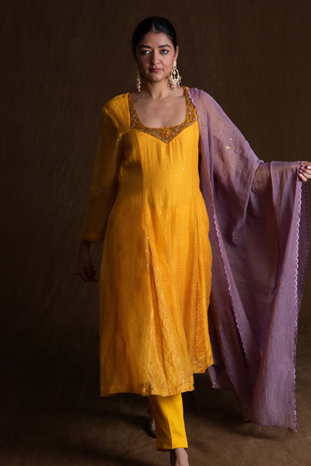 Buy Yellow Resham Work Kurta Set by House Of 87 for women online at ScrollnShops