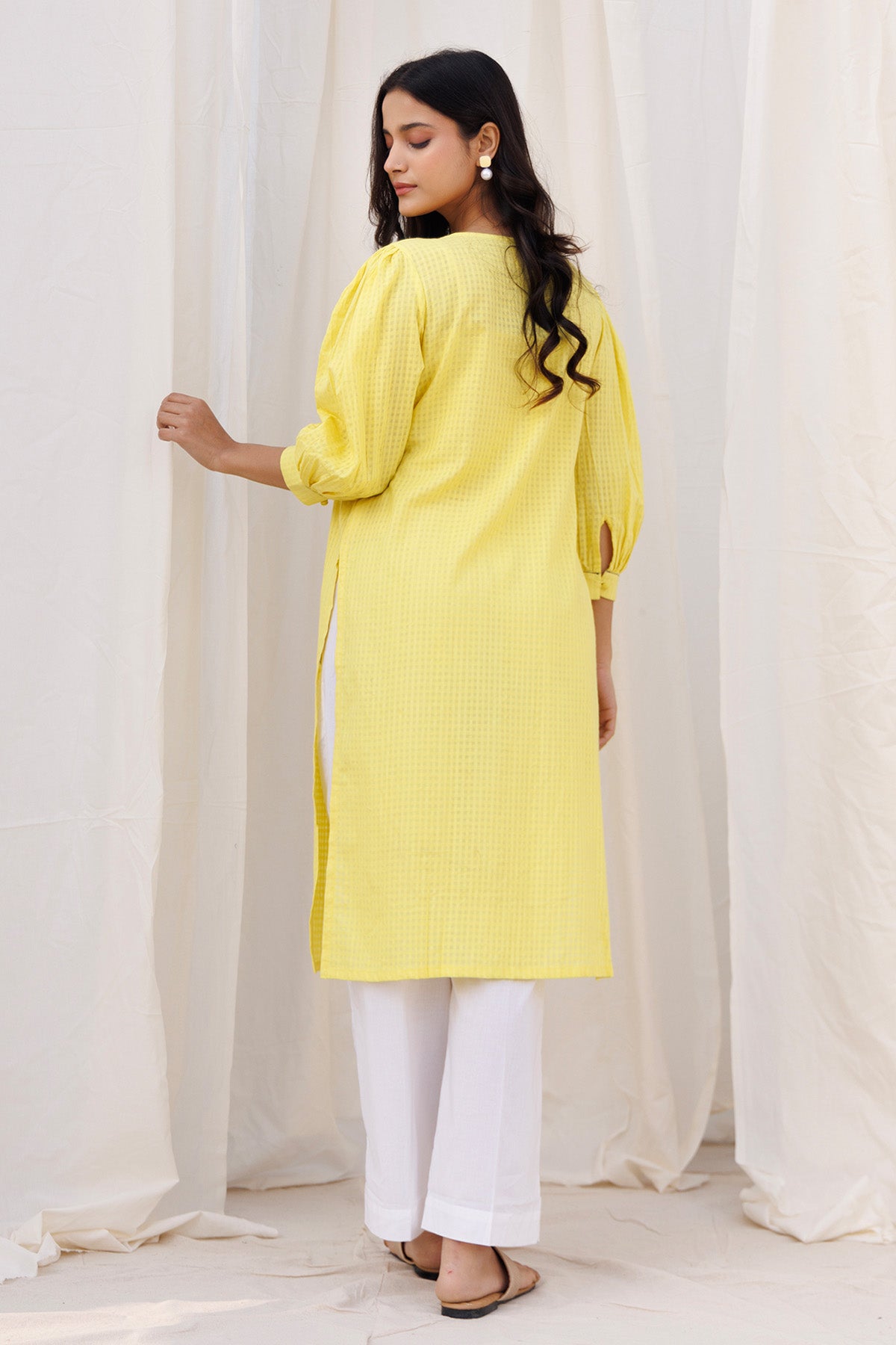 Yellow Round Neck Kurta & Pants