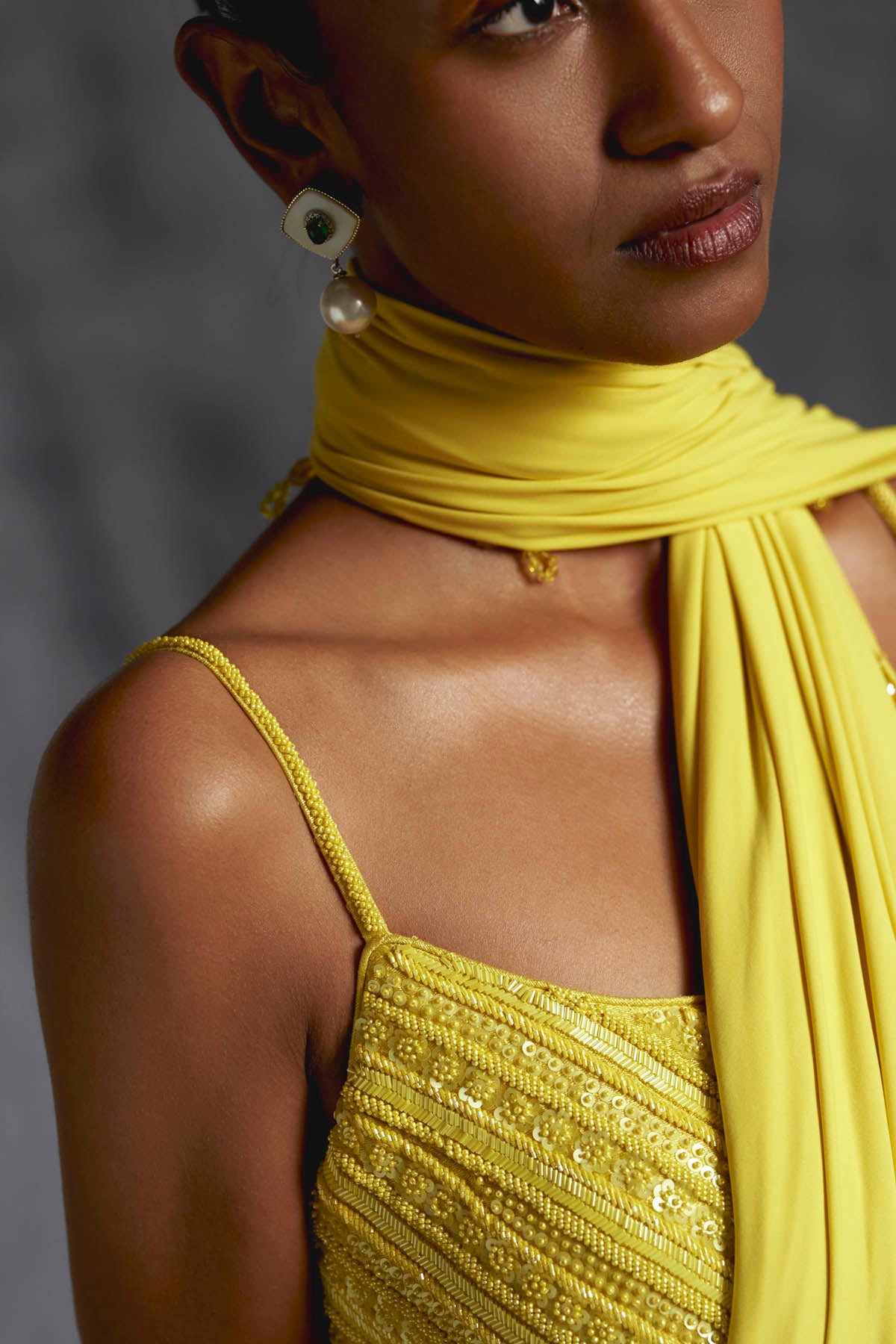 Yellow Saree & Strappy Blouse