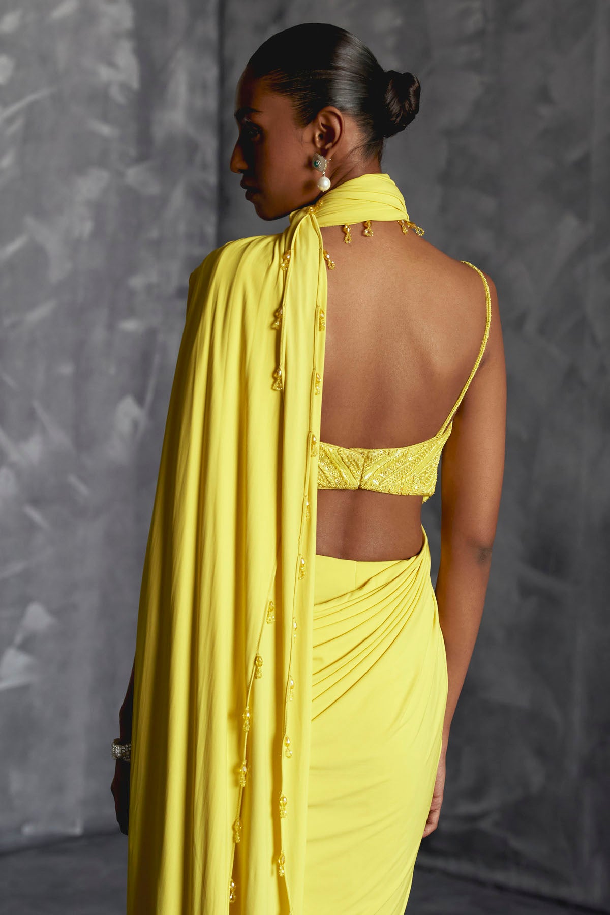 Yellow Saree & Strappy Blouse