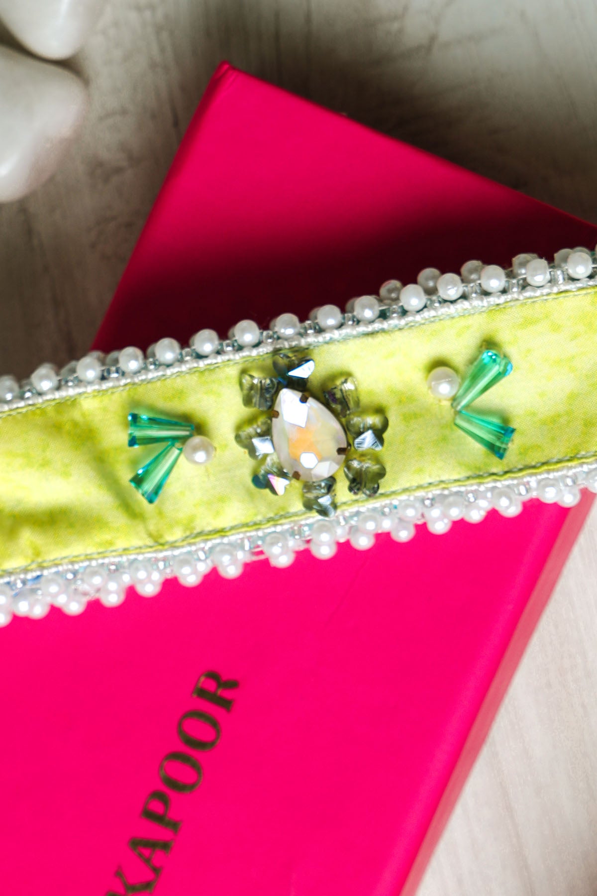 Yellow Satin Bead & Pearl Belt