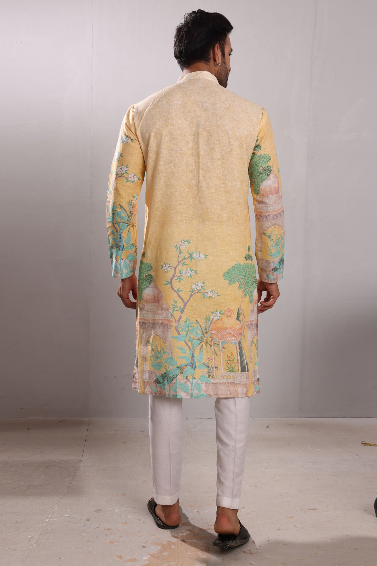 Yellow Scenery Printed Kurta
