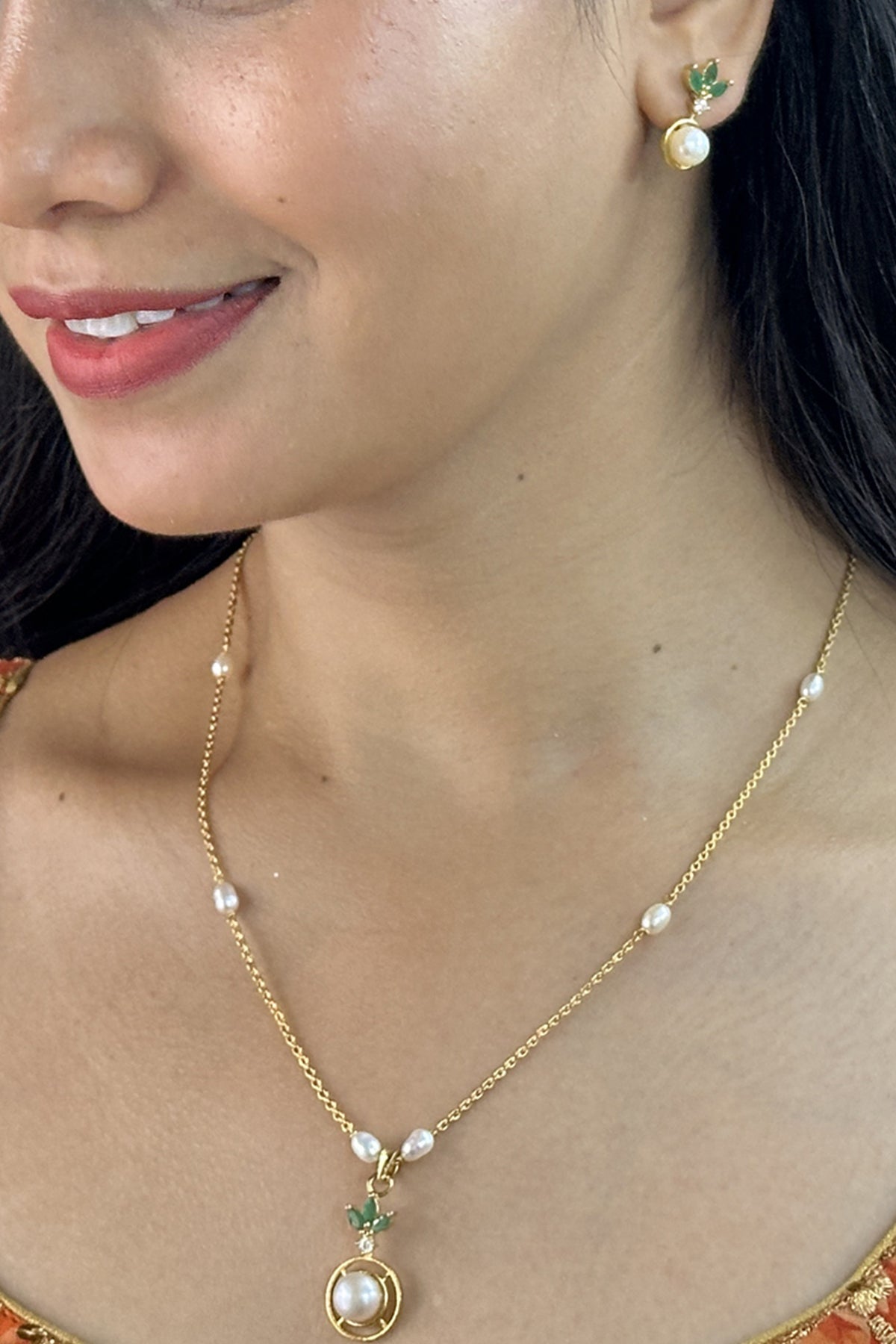 Buy Yellow Semi Oval Jewellery Set for women by J Pearls online available at scrollnshops