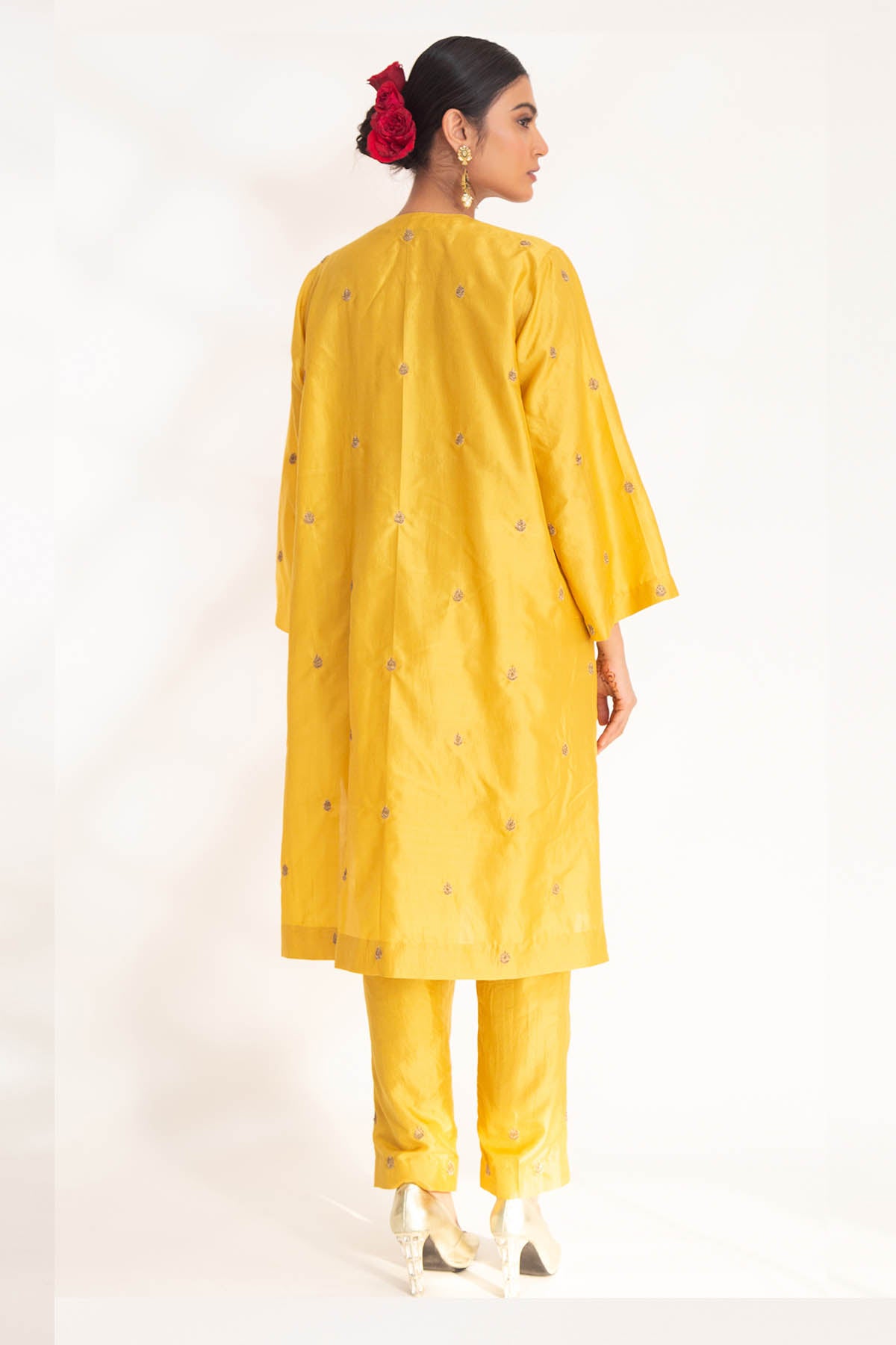 Yellow Short Flare Kurta & Pants