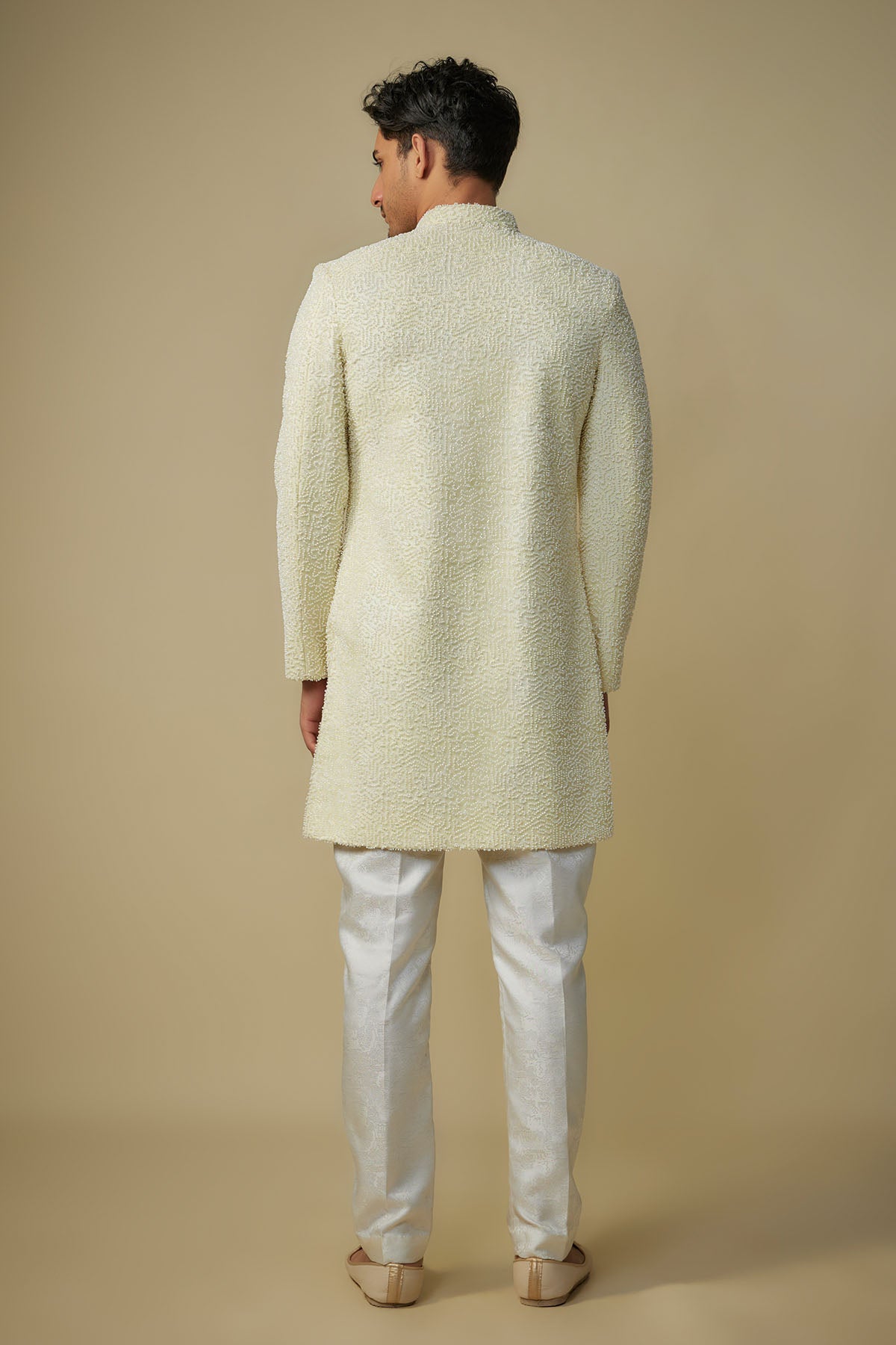 Yellow Short Sherwani & Pants