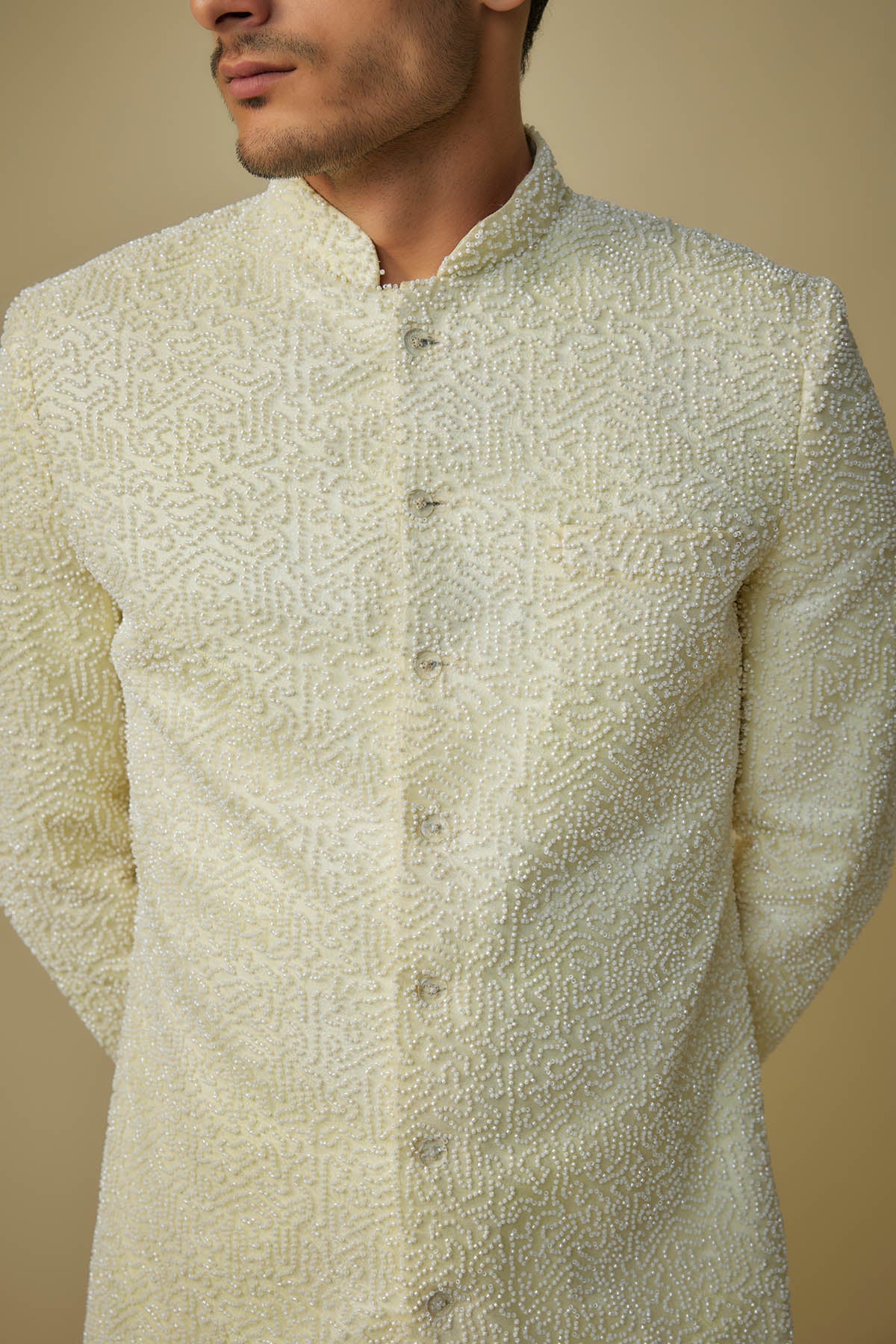 Yellow Short Sherwani & Pants