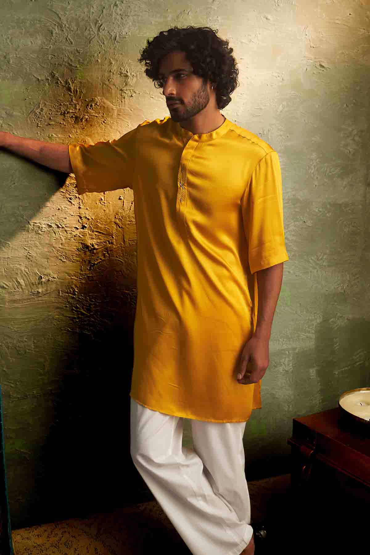Yellow Short Sleeves Kurta Set