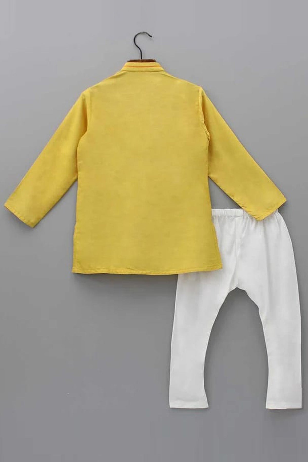 Yellow Silk Blend Kurta Set