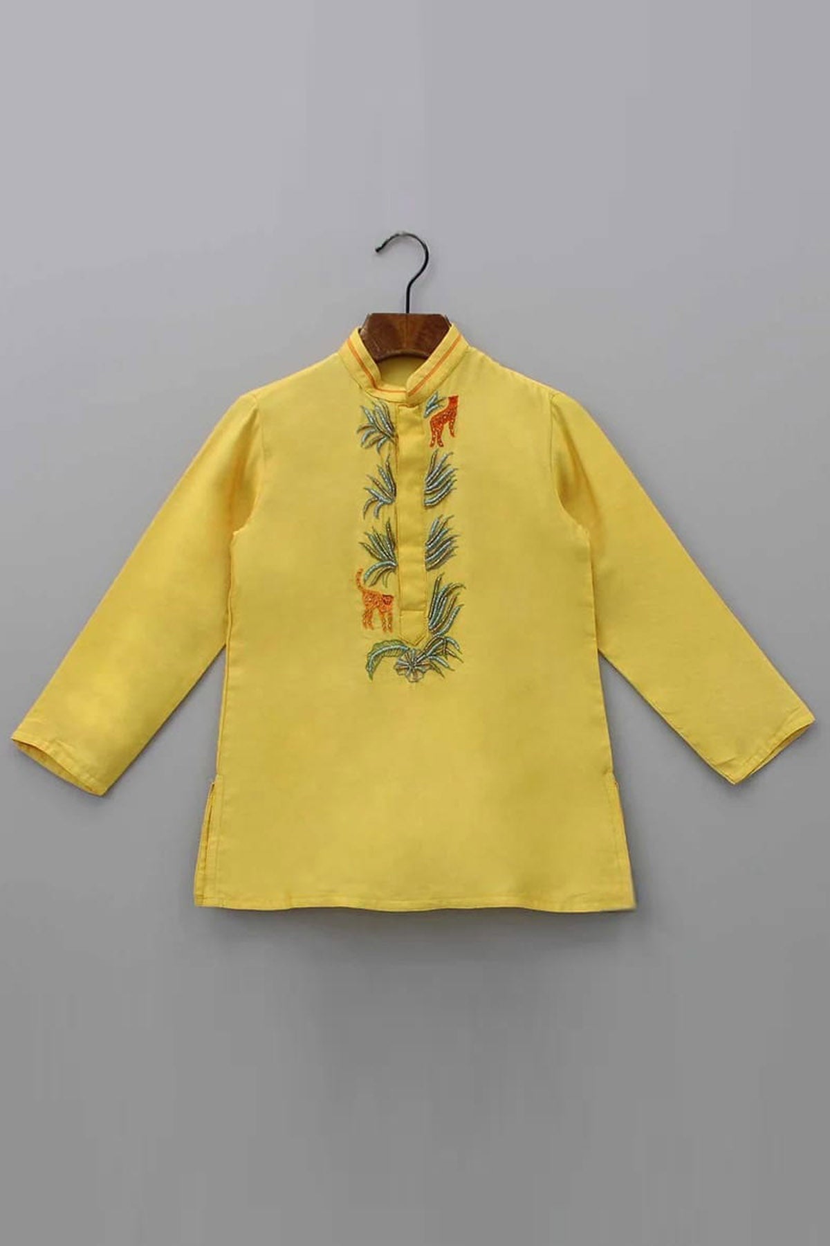Yellow Silk Blend Kurta Set