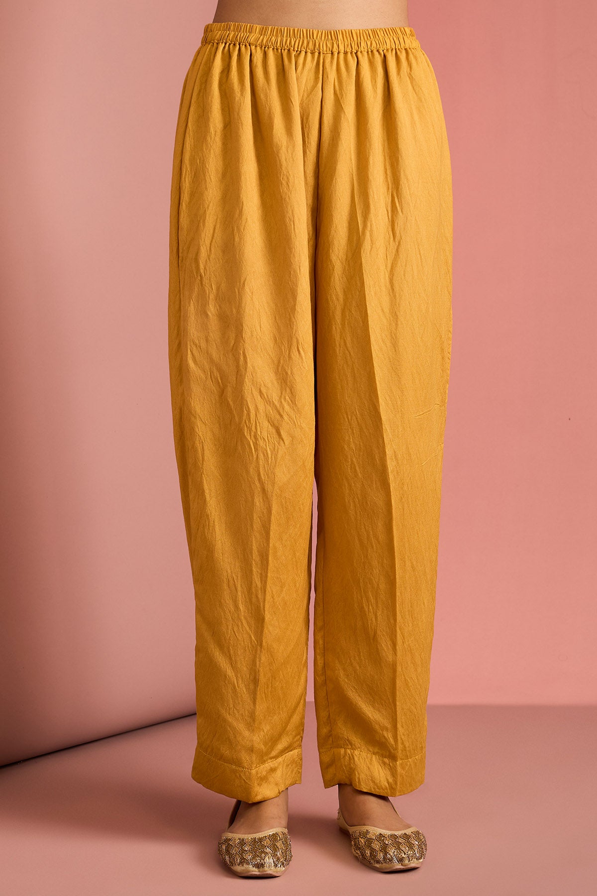 Yellow Silk Cutdana Kurta Set