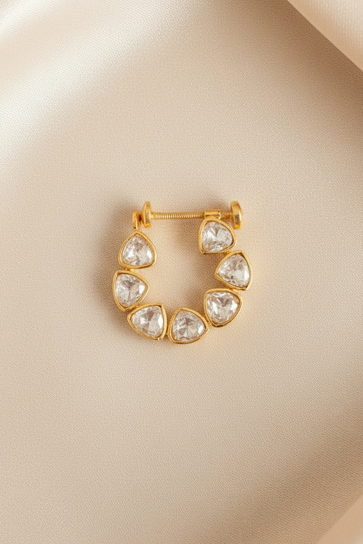 Buy Yellow Silver Polki Nose Ring Set for women by Sica online available at scrollnshops