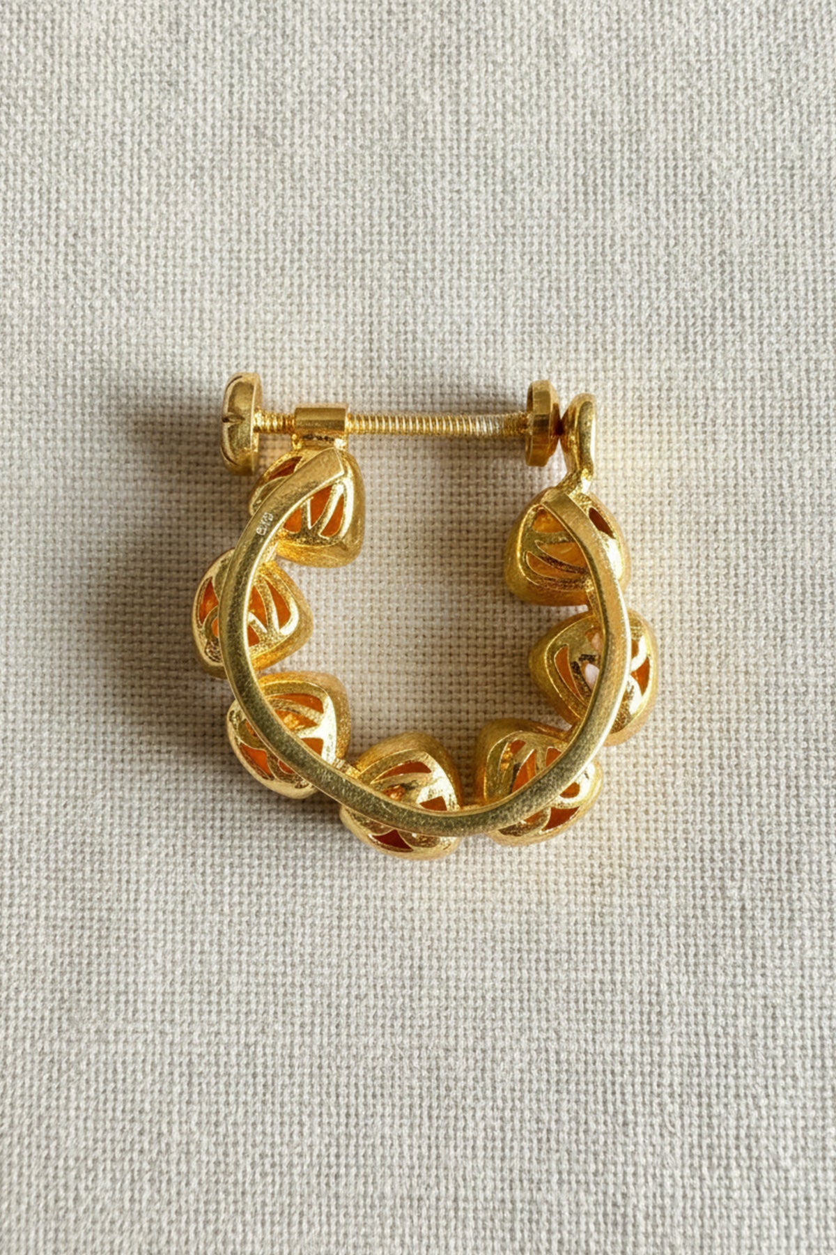 Yellow Silver Polki Nose Ring