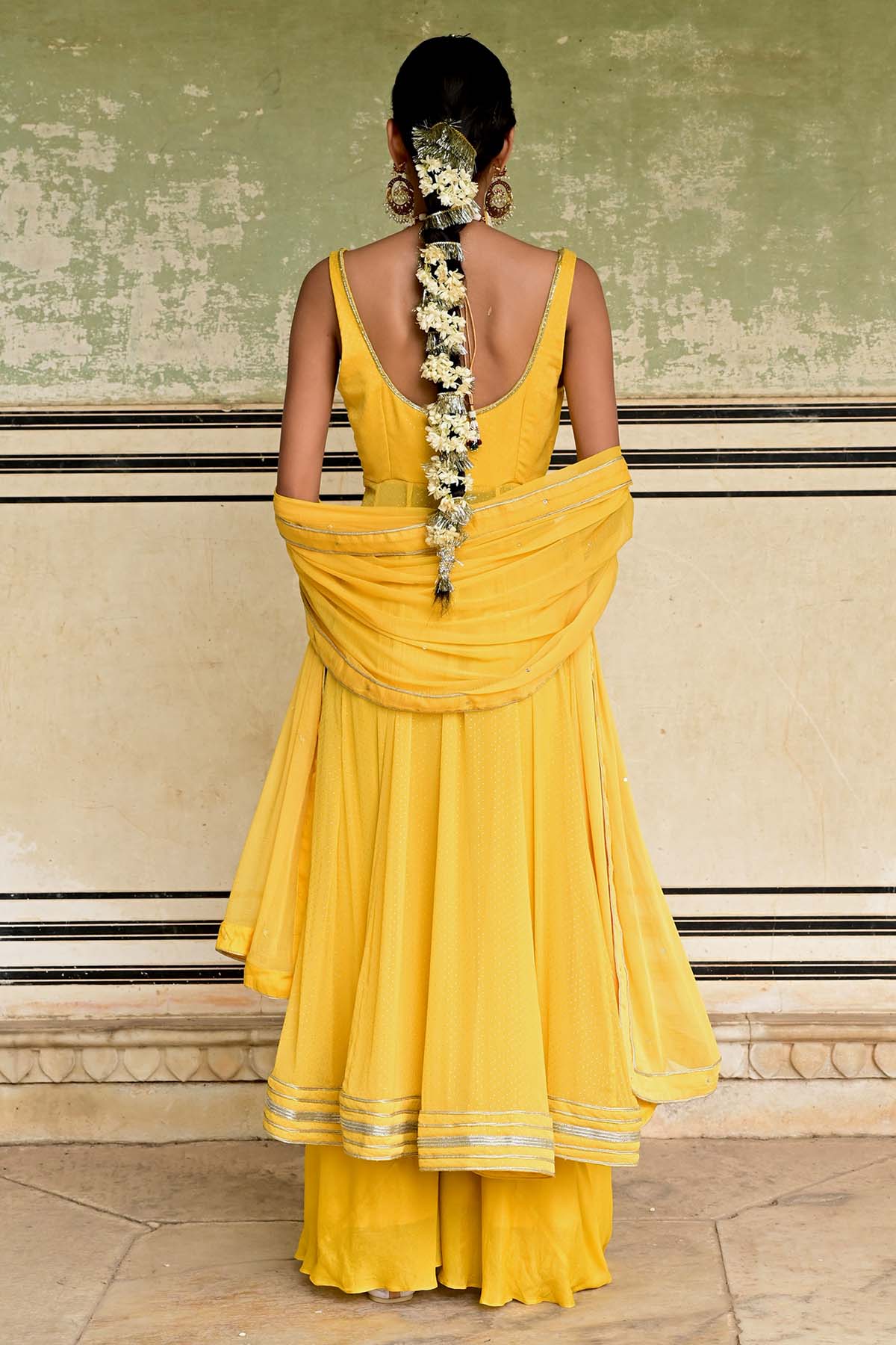 Yellow Sleeveless Anarkali Set