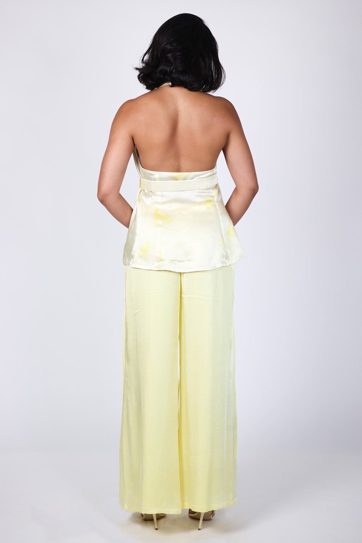 Yellow Sleeveless Drape Top