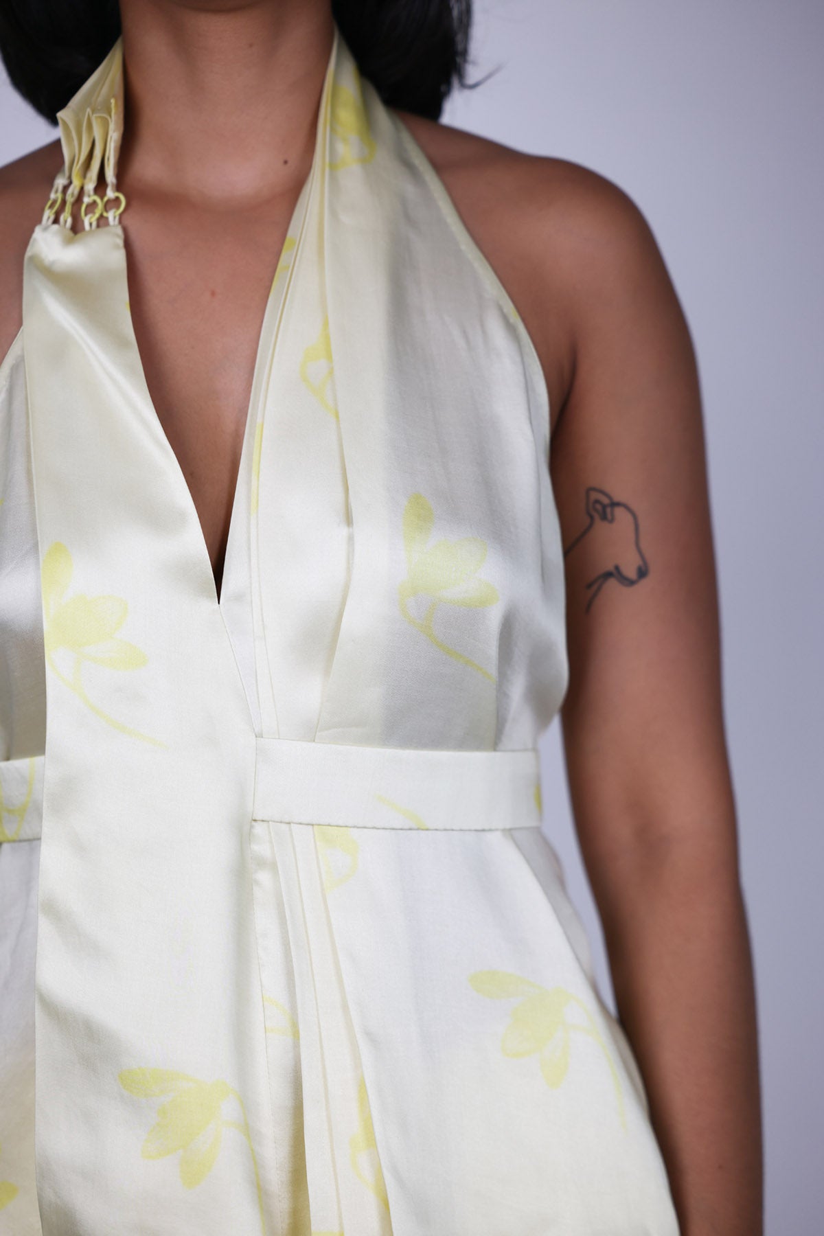 Yellow Sleeveless Drape Top