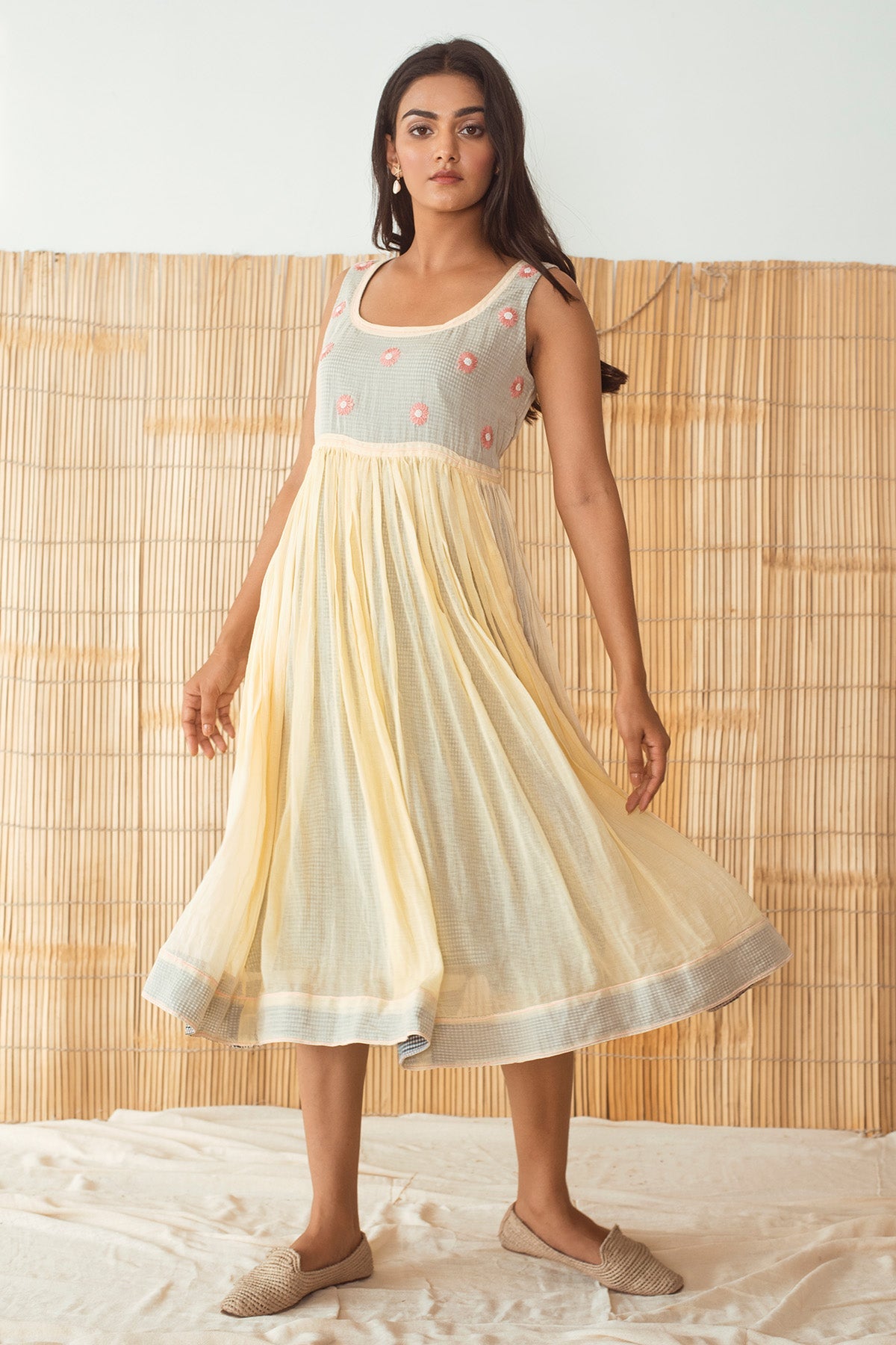 Buy Yellow Sleeveless Midi Dress by Taro India for Women online at ScrollnShops