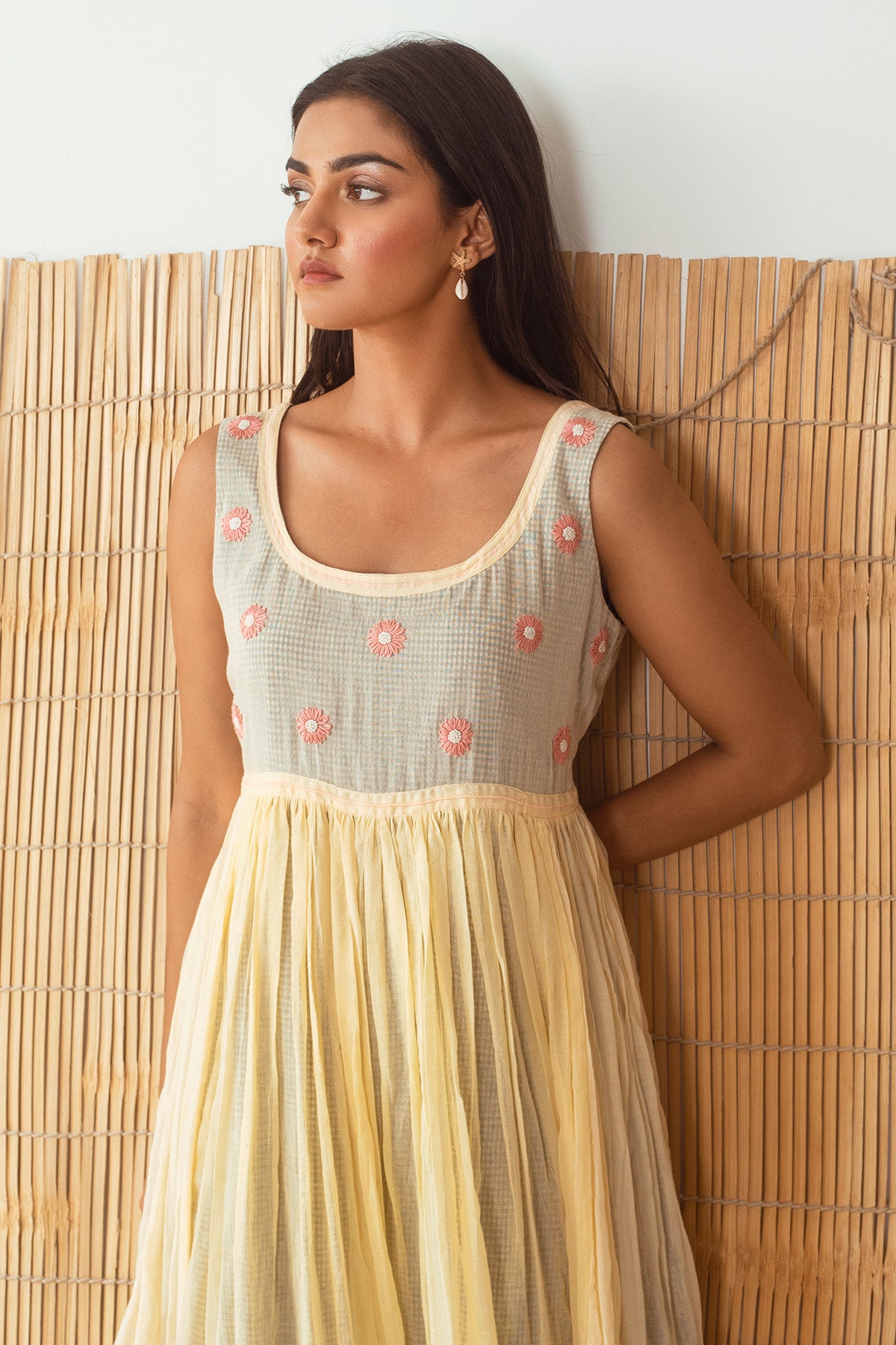 Yellow Sleeveless Midi Dress