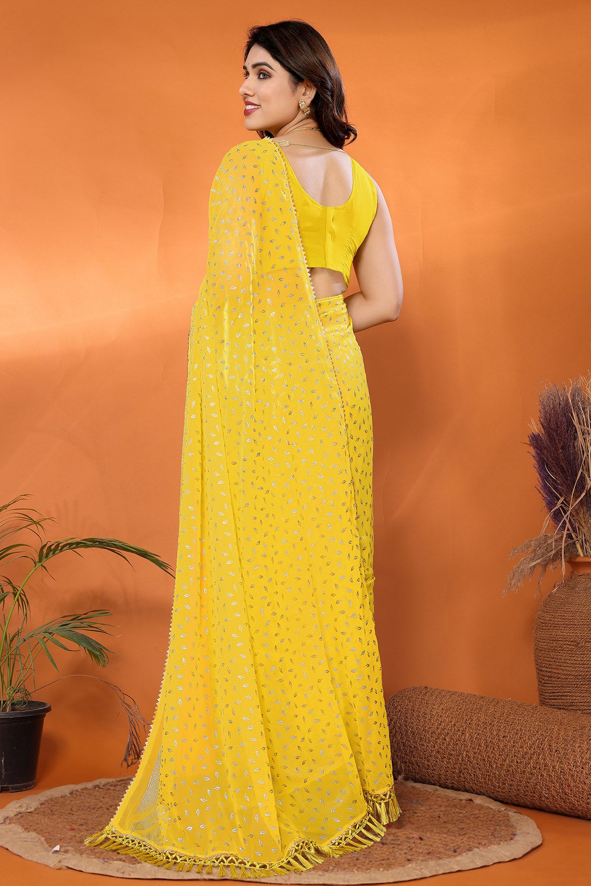 Yellow Small & Zalar Lace Saree