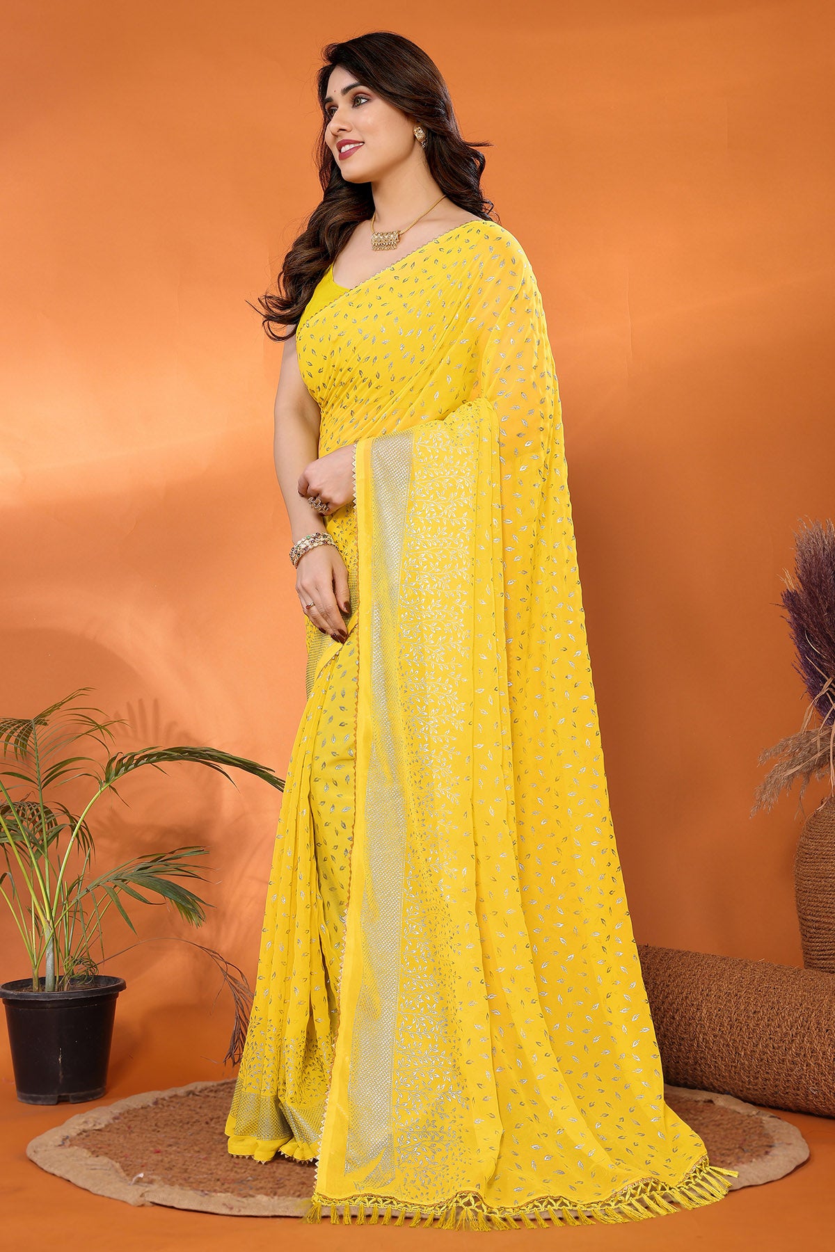 Yellow Small & Zalar Lace Saree