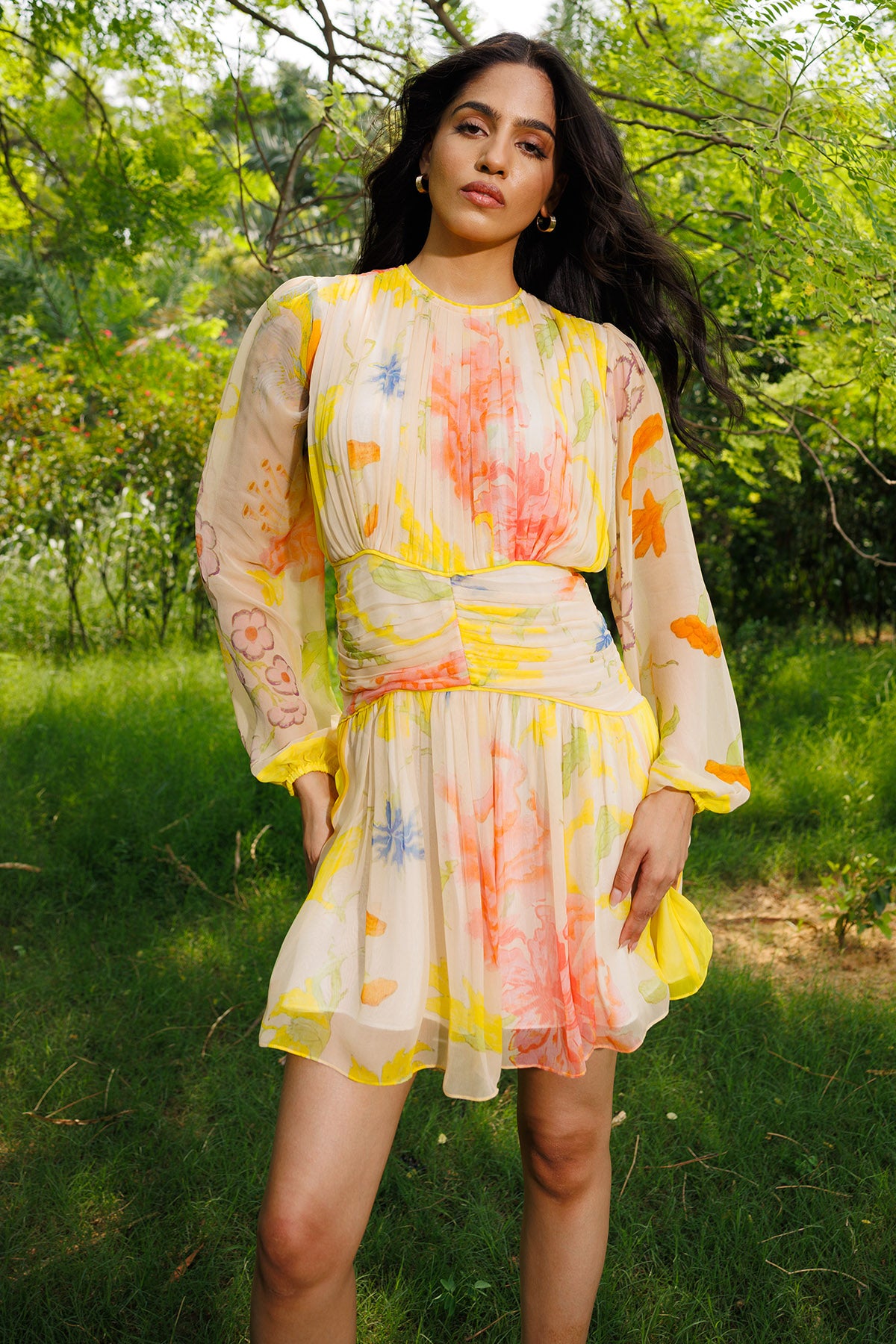 Yellow Soft Floral Print Dress