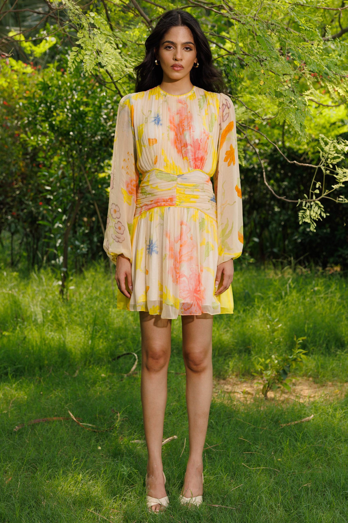 Yellow Soft Floral Print Dress