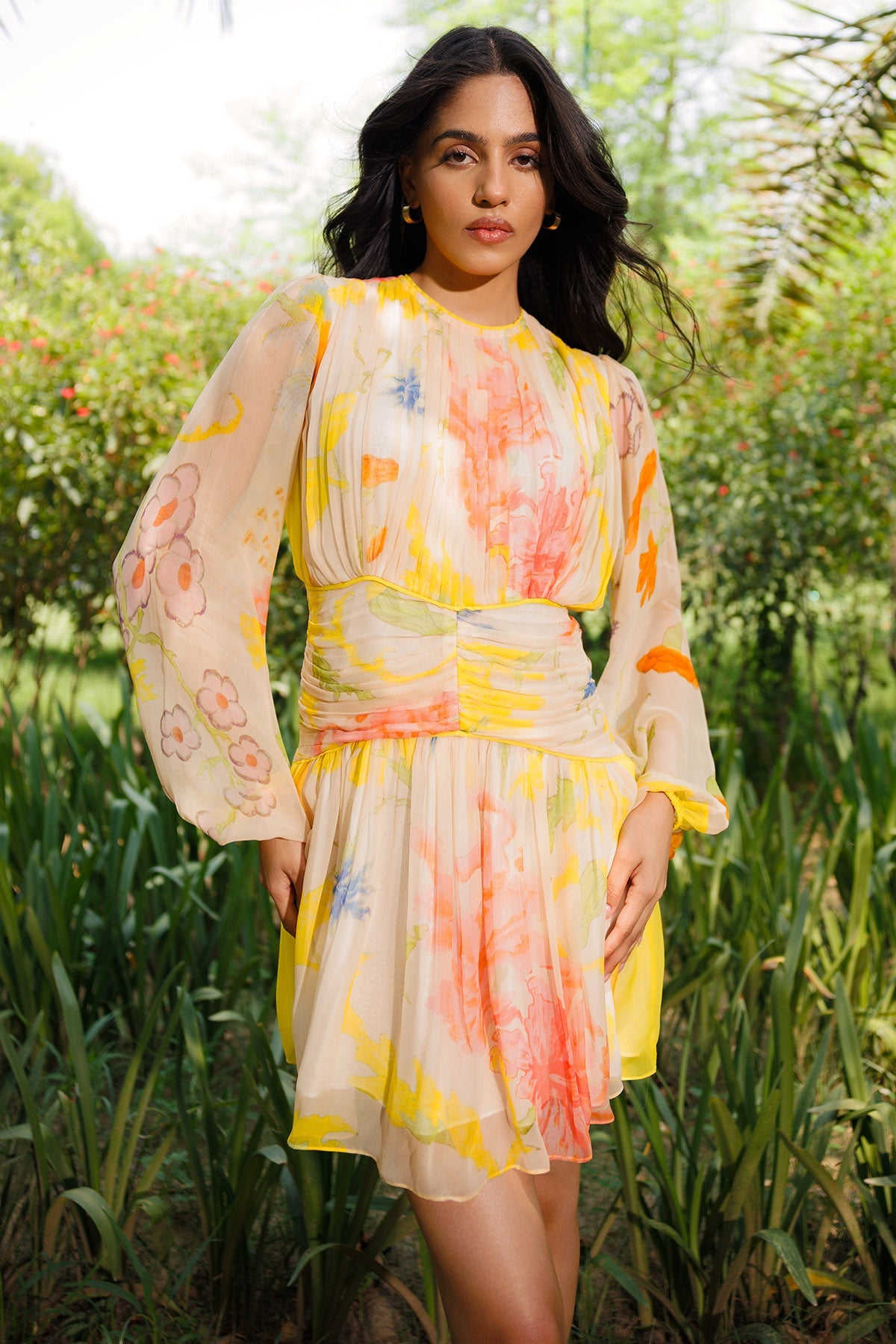 Buy Yellow Soft Floral Print Dress for women by Reena Sharma online available at scrollnshops