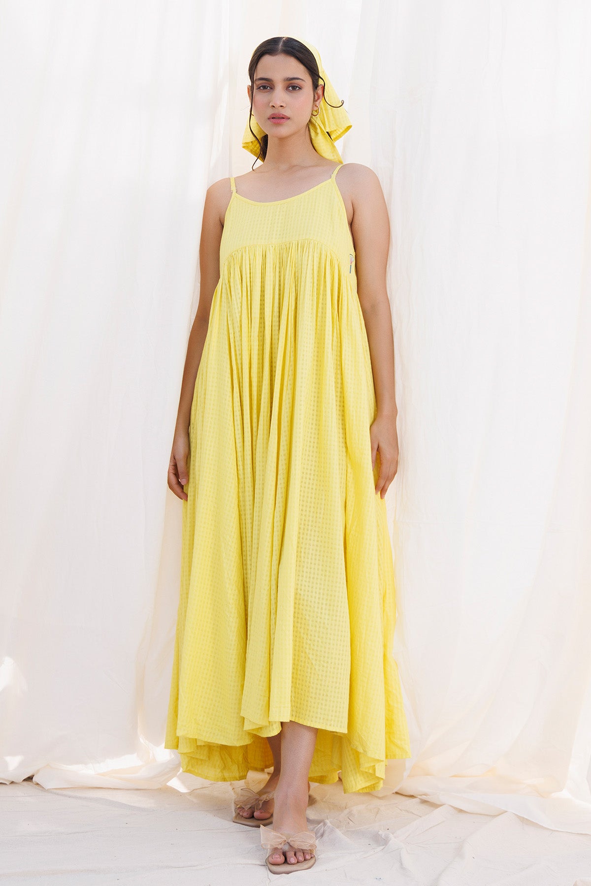 Yellow Spaghetti Flared Dress