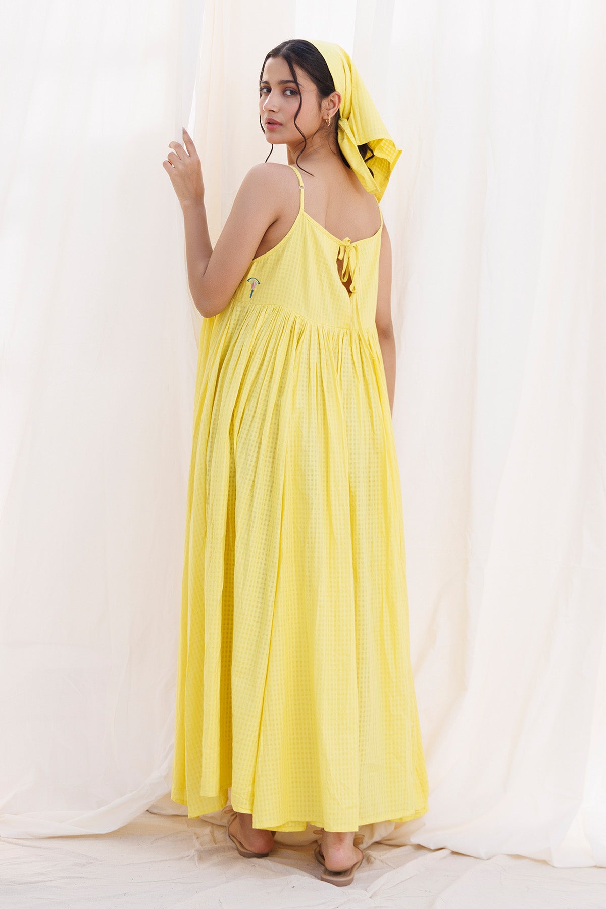 Yellow Spaghetti Flared Dress
