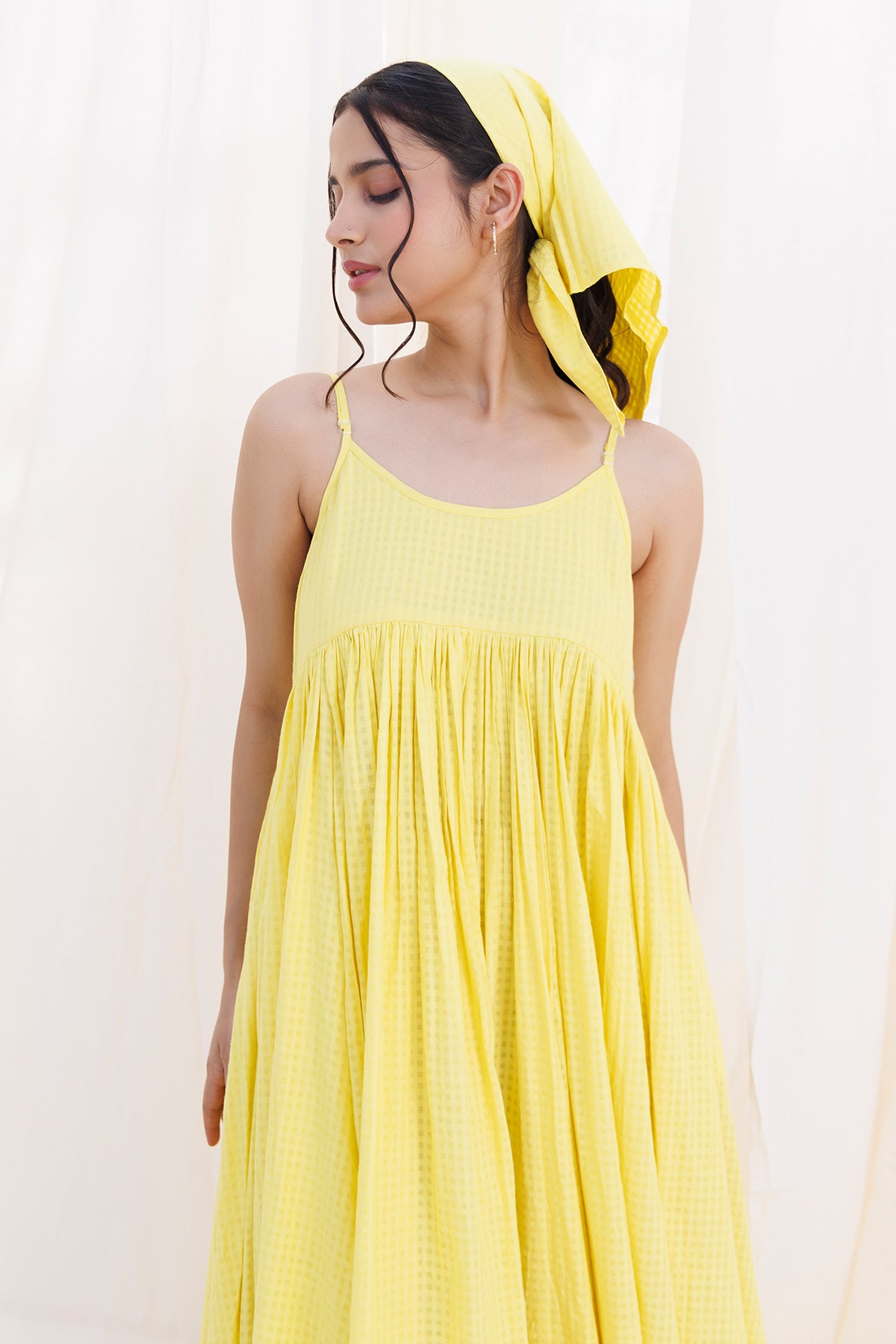 Yellow Spaghetti Flared Dress