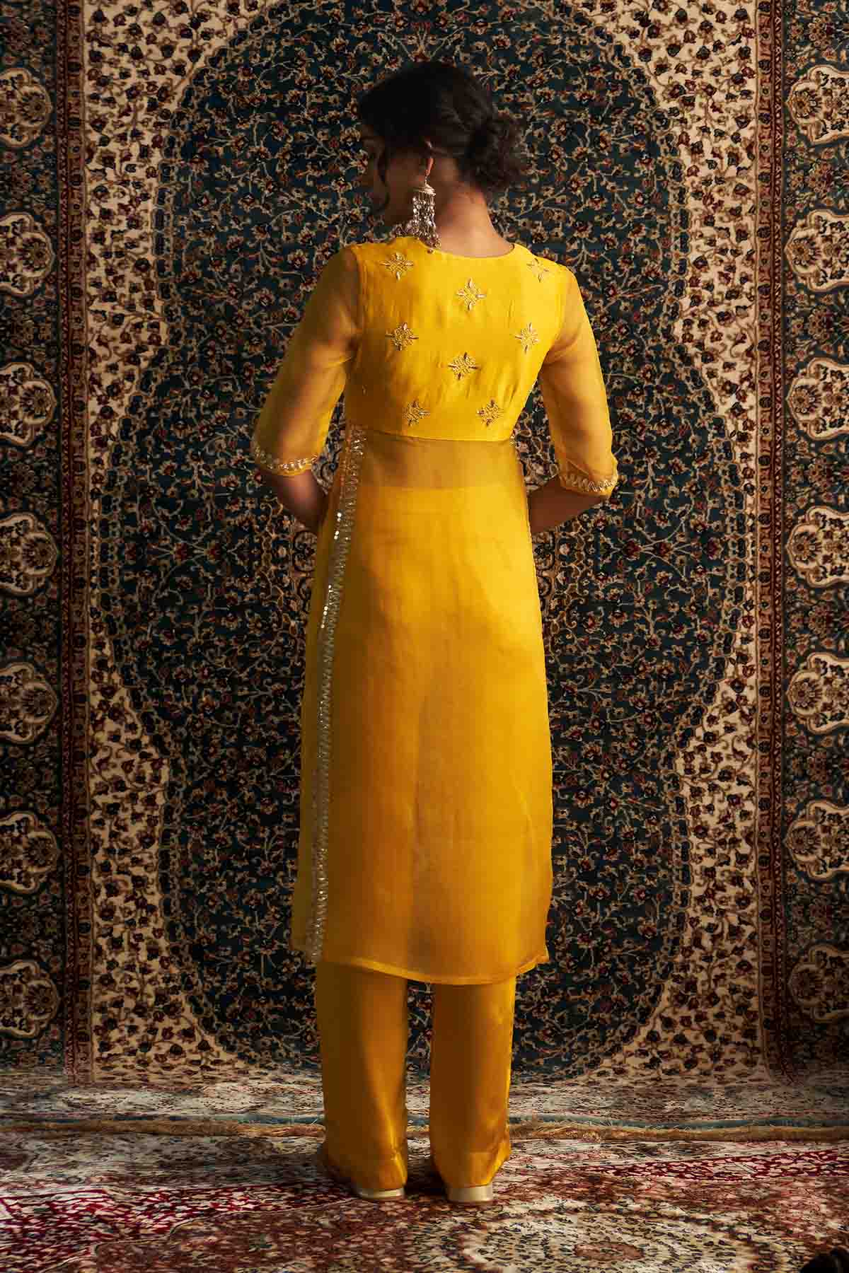 Yellow Straight Kurta & Pants