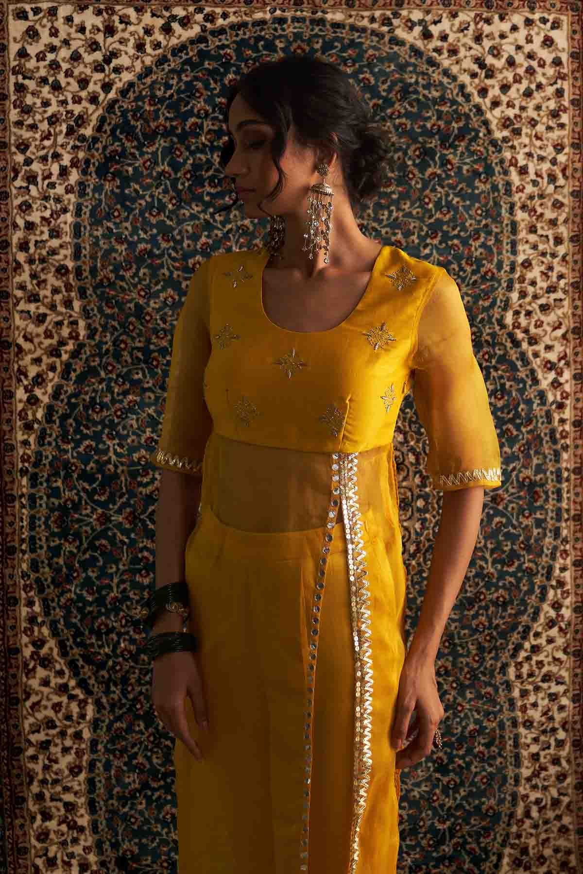 Yellow Straight Kurta & Pants