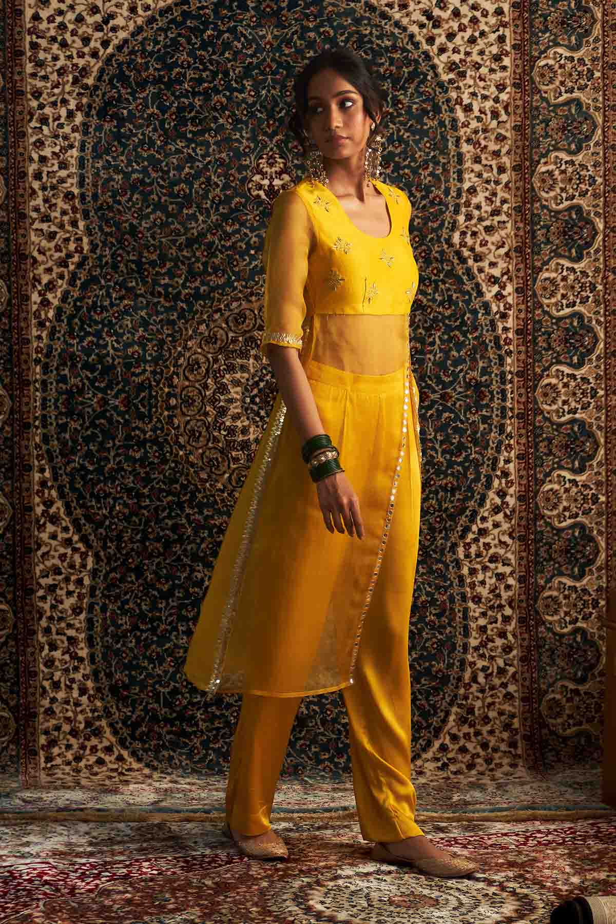 Yellow Straight Kurta & Pants