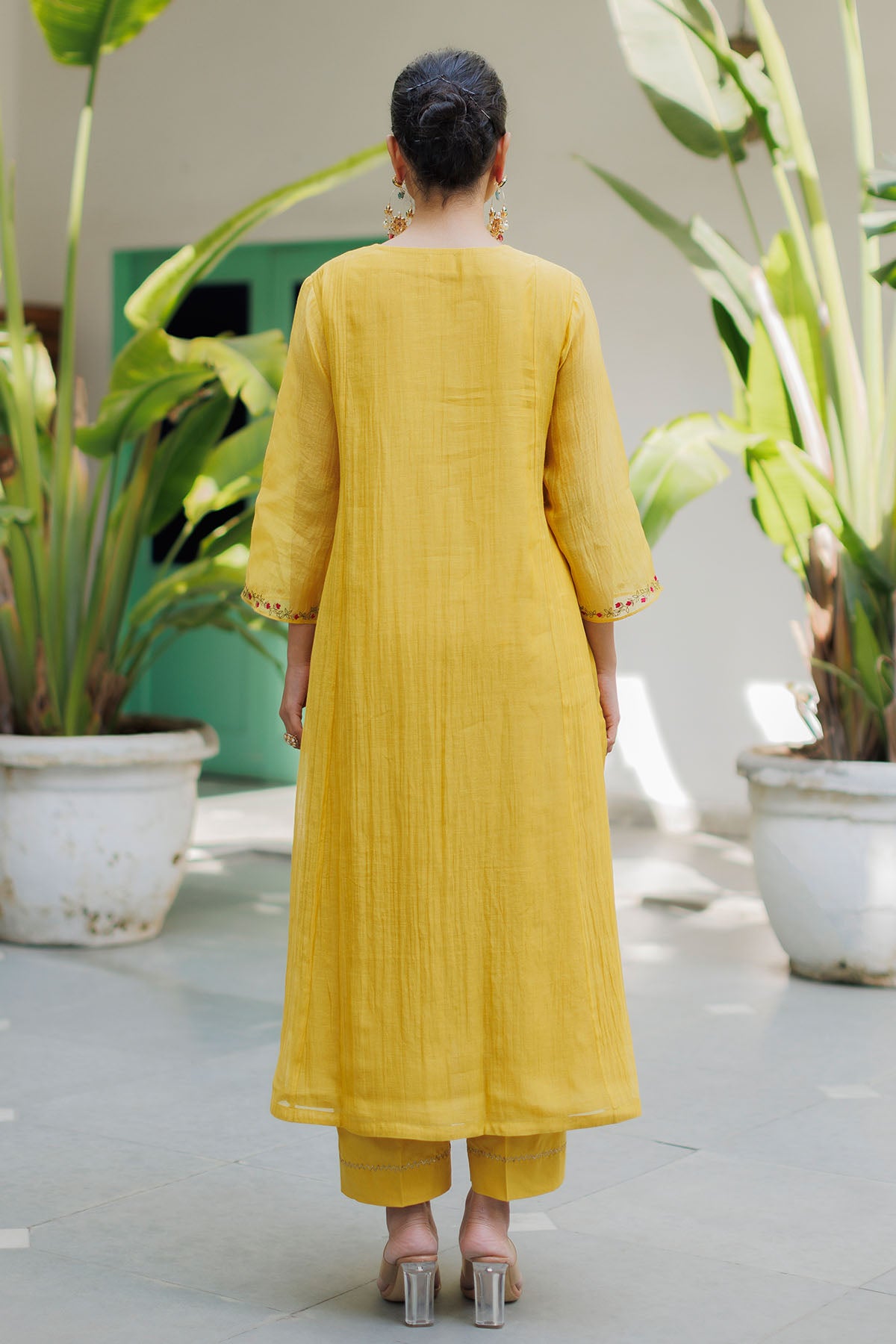Yellow Thread Detail Kurta Set