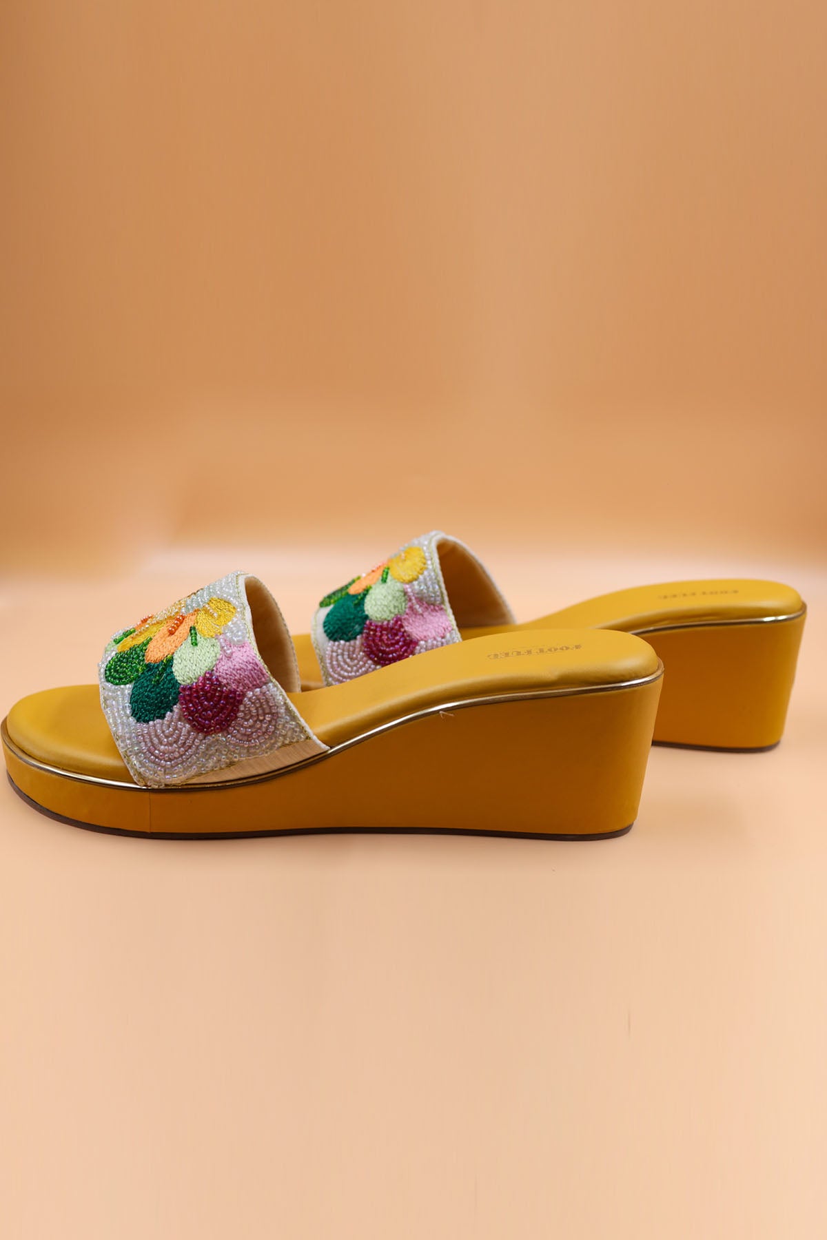 Yellow Thread Embroidered Wedges