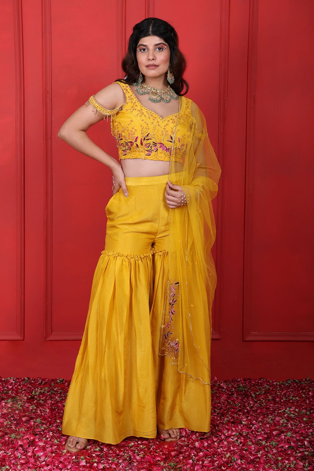 Buy Yellow Thread Indo-Western Set by Namita Sharma for women online at ScrollnShops