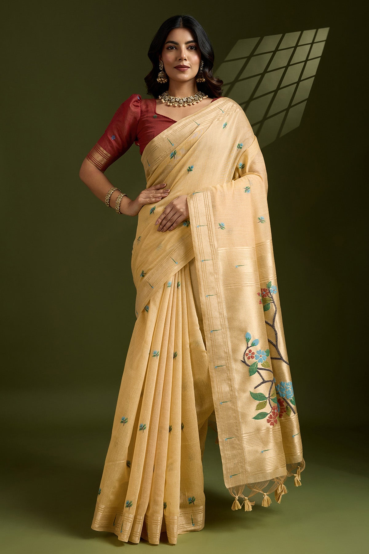 Buy Yellow Thread Paithani Saree for Women Online available at ScrollnShops