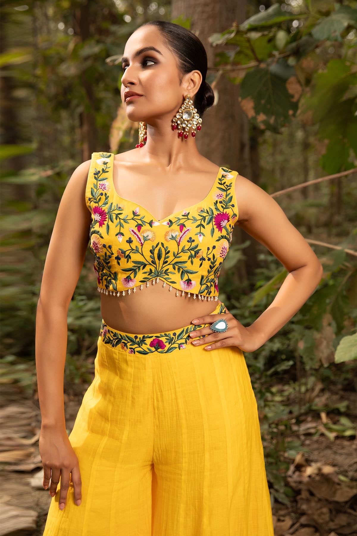 Yellow Thread Work Jacket Set