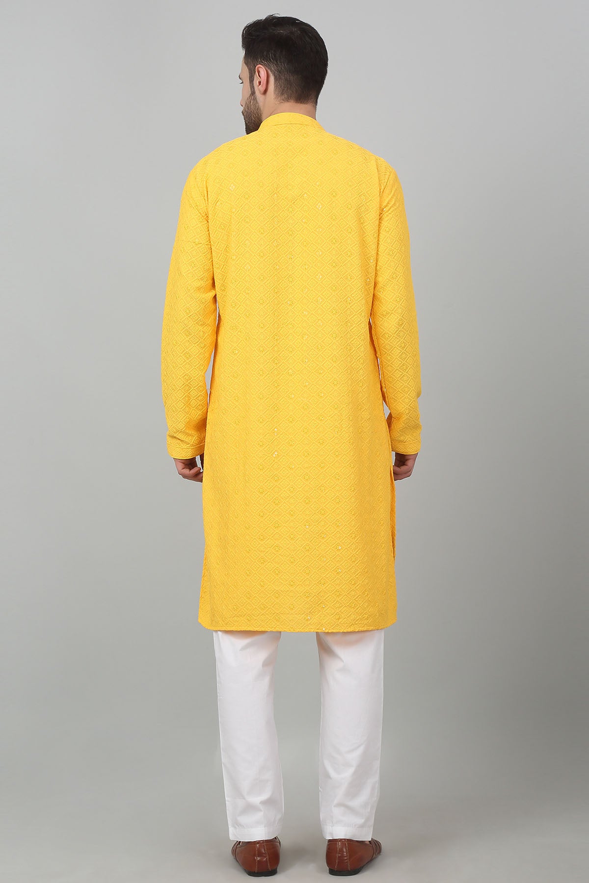 Yellow Thread Work Kurta Set