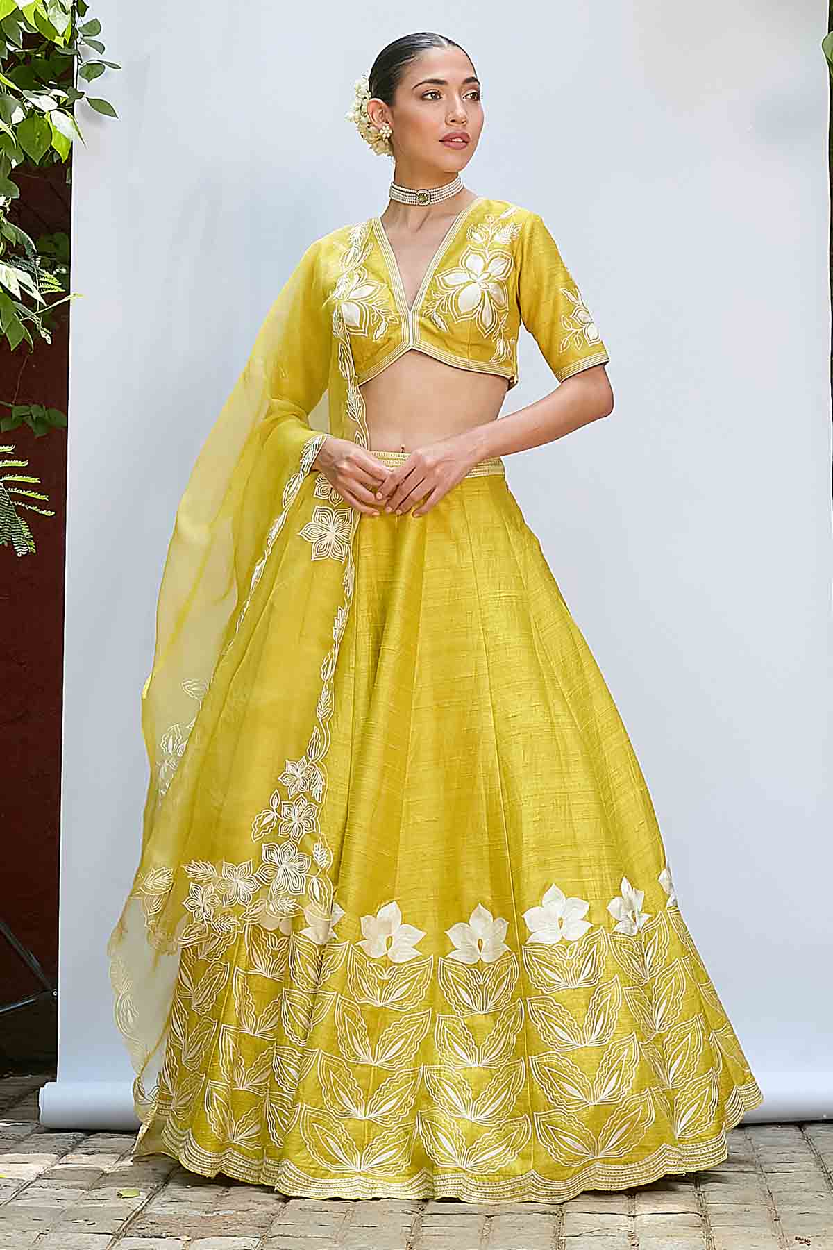 Priyanka Jain Yellow Thread Work Lehenga Set for women online at ScrollnShops