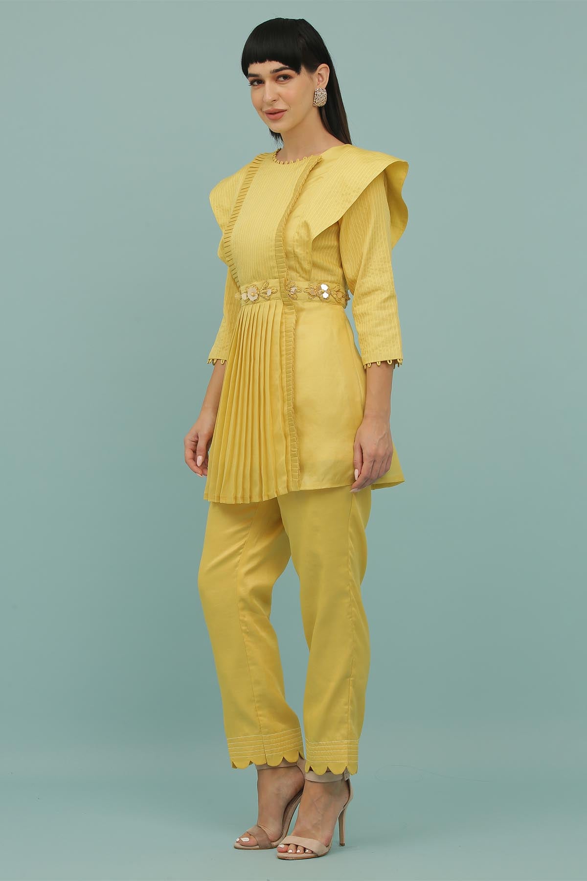Yellow Thread Work Top & Pants