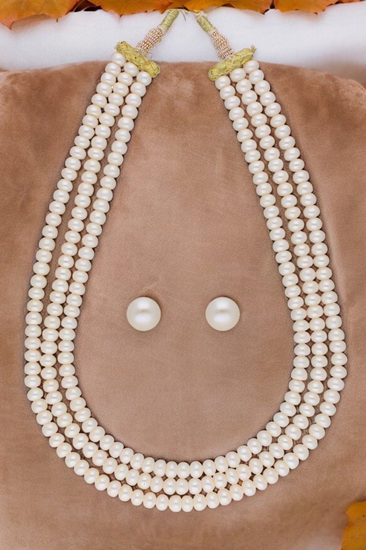 Buy Yellow Three Line Jewellery Set for women by J Pearls online available at scrollnshops