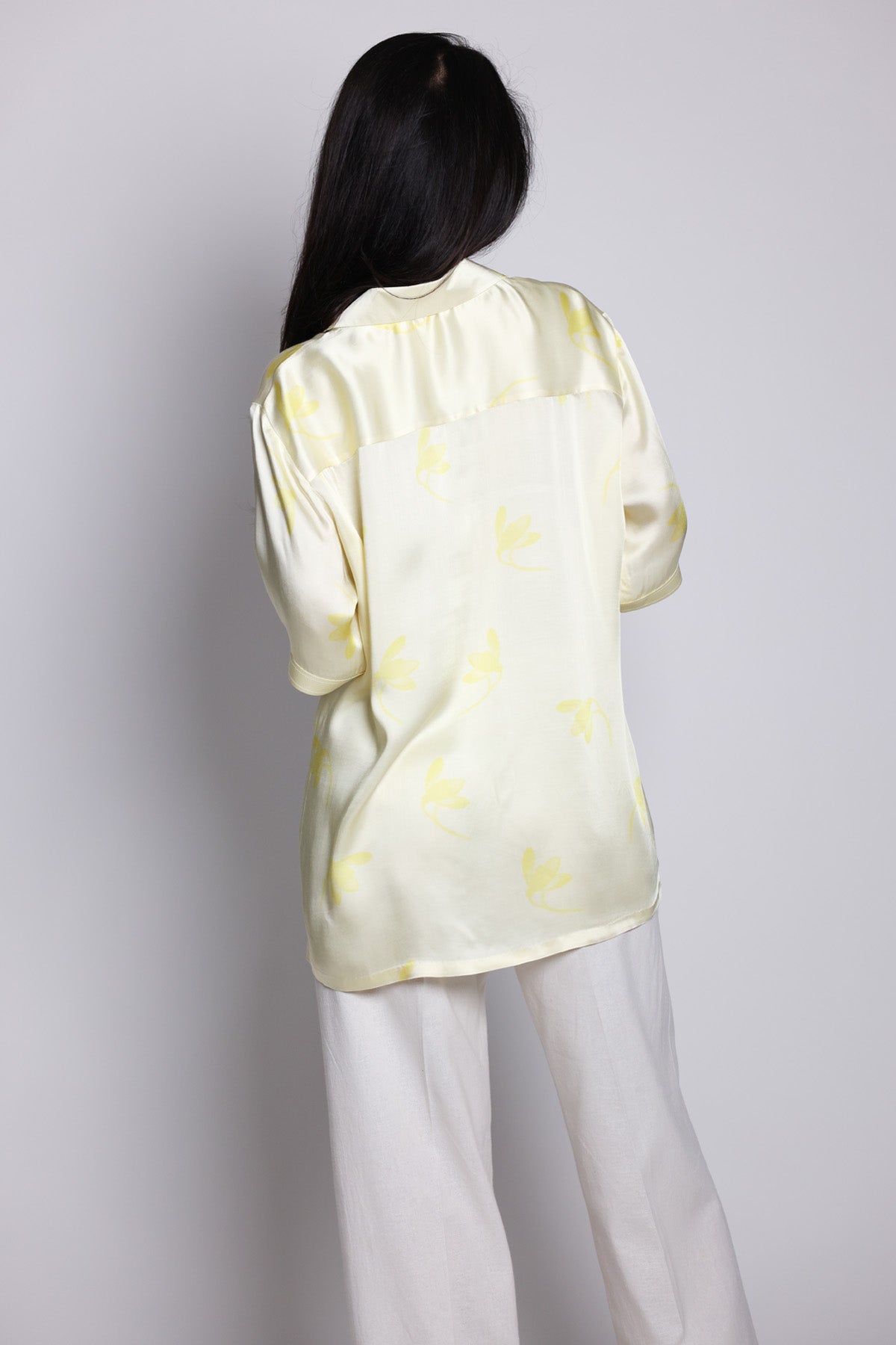 Yellow Tulip Floral Collar Shirt